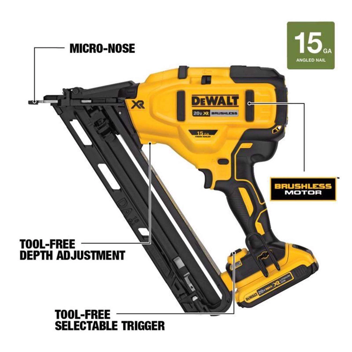 DeWalt 20V MAX XR 15 Ga. Cordless 34 Deg Nailer 20 V 4 DeWalt 20V MAX XR 15 Ga. Cordless 34 Deg Nailer 20 V - Image 2