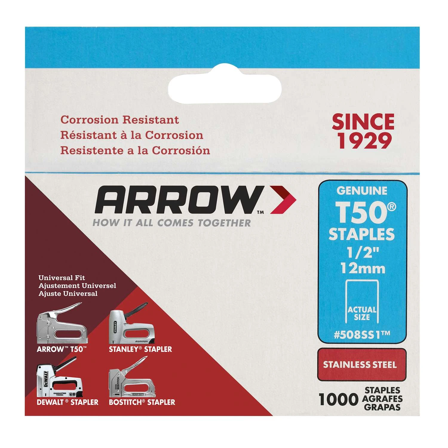 Arrow T50 3/8 In. W X 1/2 In. L 18 Ga. Flat Crown Heavy Duty Staples 1000 Pk 5 Arrow T50 3/8 In. W X 1/2 In. L 18 Ga. Flat Crown Heavy Duty Staples 1000 Pk - Image 3