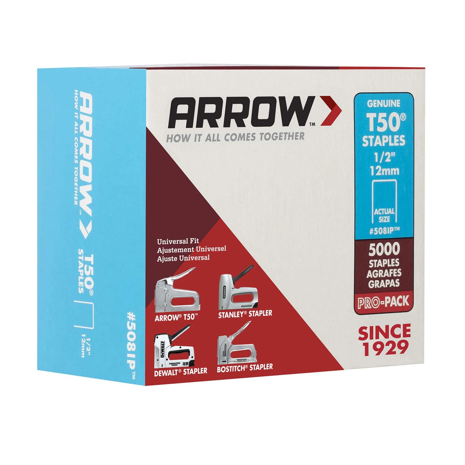 Arrow T50 3/8 In. W X 1/2 In. L 18 Ga. Flat Crown Heavy Duty Staples 5000 Pk 8 Arrow T50 3/8 In. W X 1/2 In. L 18 Ga. Flat Crown Heavy Duty Staples 5000 Pk - Image 6