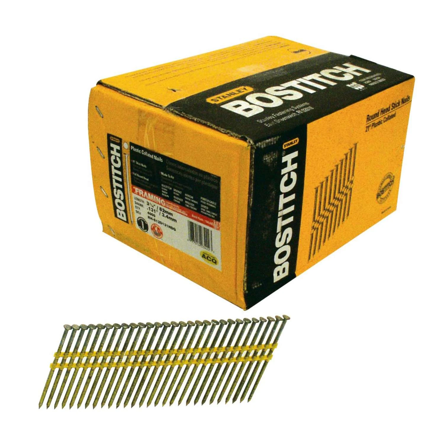 Bostitch 3-1/4 In. Angled Strip Hot-Dip Galvanized Framing Nails 21 Deg 4,000 Pk 3 Bostitch 3-1/4 In. Angled Strip Hot-Dip Galvanized Framing Nails 21 Deg 4,000 Pk