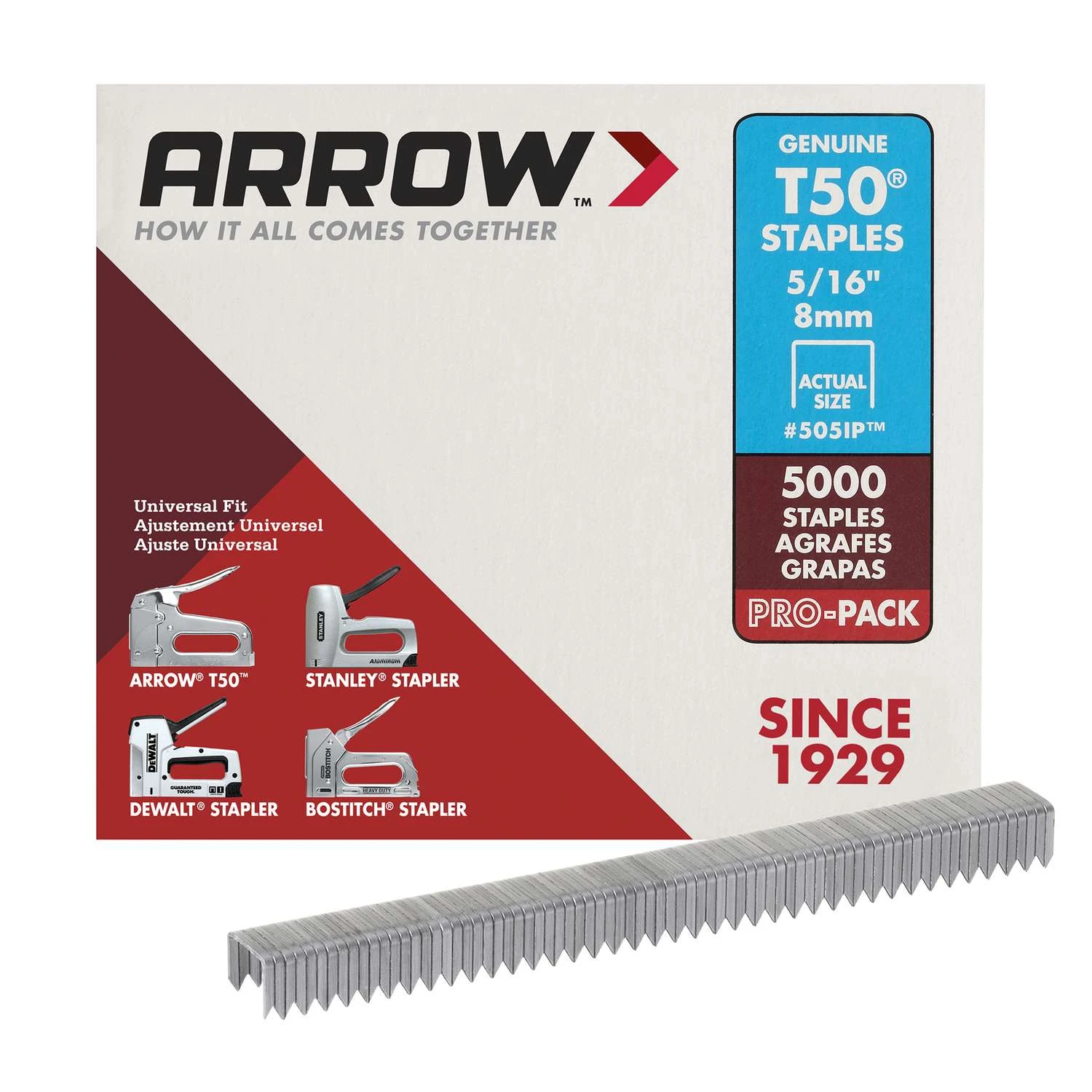 Arrow T50 3/8 In. W X 5/16 In. L 18 Ga. Flat Crown Heavy Duty Staples 5000 Pk 3 Arrow T50 3/8 In. W X 5/16 In. L 18 Ga. Flat Crown Heavy Duty Staples 5000 Pk