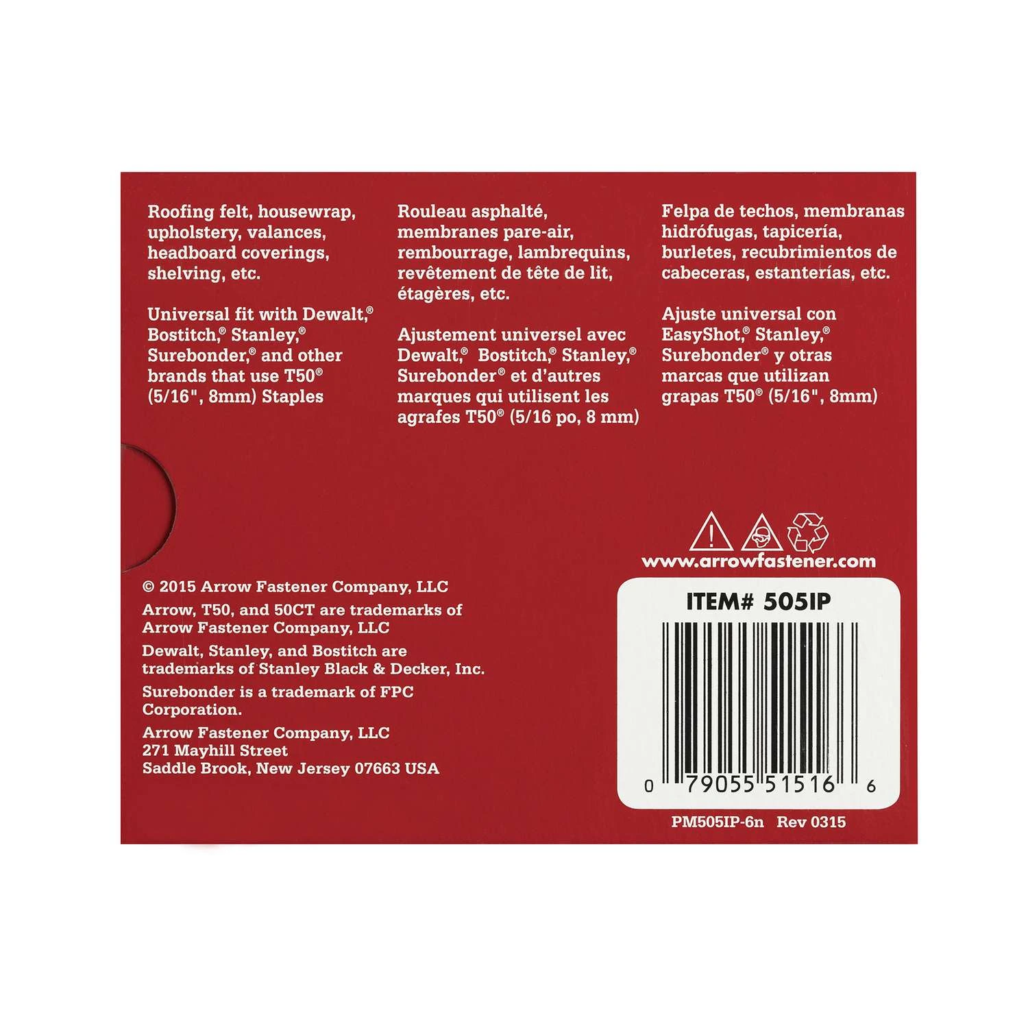 Arrow T50 3/8 In. W X 5/16 In. L 18 Ga. Flat Crown Heavy Duty Staples 5000 Pk 6 Arrow T50 3/8 In. W X 5/16 In. L 18 Ga. Flat Crown Heavy Duty Staples 5000 Pk - Image 4