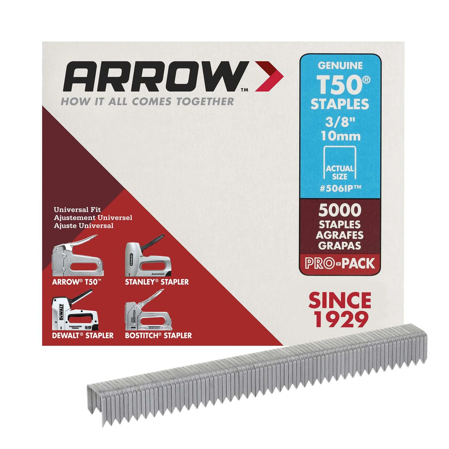 Arrow T50 3/8 In. W X 3/8 In. L 18 Ga. Flat Crown Heavy Duty Staples 5000 Pk 3 Arrow T50 3/8 In. W X 3/8 In. L 18 Ga. Flat Crown Heavy Duty Staples 5000 Pk