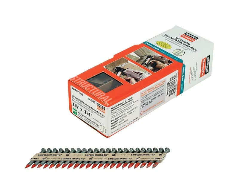 Simpson Strong-Tie 1-1/2 In. Paper Strip Hot-Dip Galvanized Structural-Connector Nails 33 Deg 500 Pk 3 Simpson Strong-Tie 1-1/2 In. Paper Strip Hot-Dip Galvanized Structural-Connector Nails 33 Deg 500 Pk