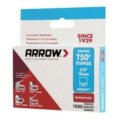 Arrow T50 3/8 In. W X 3/8 In. L 18 Ga. Flat Crown Heavy Duty Staples 1000 Pk 12 Arrow T50 3/8 In. W X 3/8 In. L 18 Ga. Flat Crown Heavy Duty Staples 1000 Pk -Senco Arrow Shop 37a3b8f2 3747 4f68 924e 48c275080544