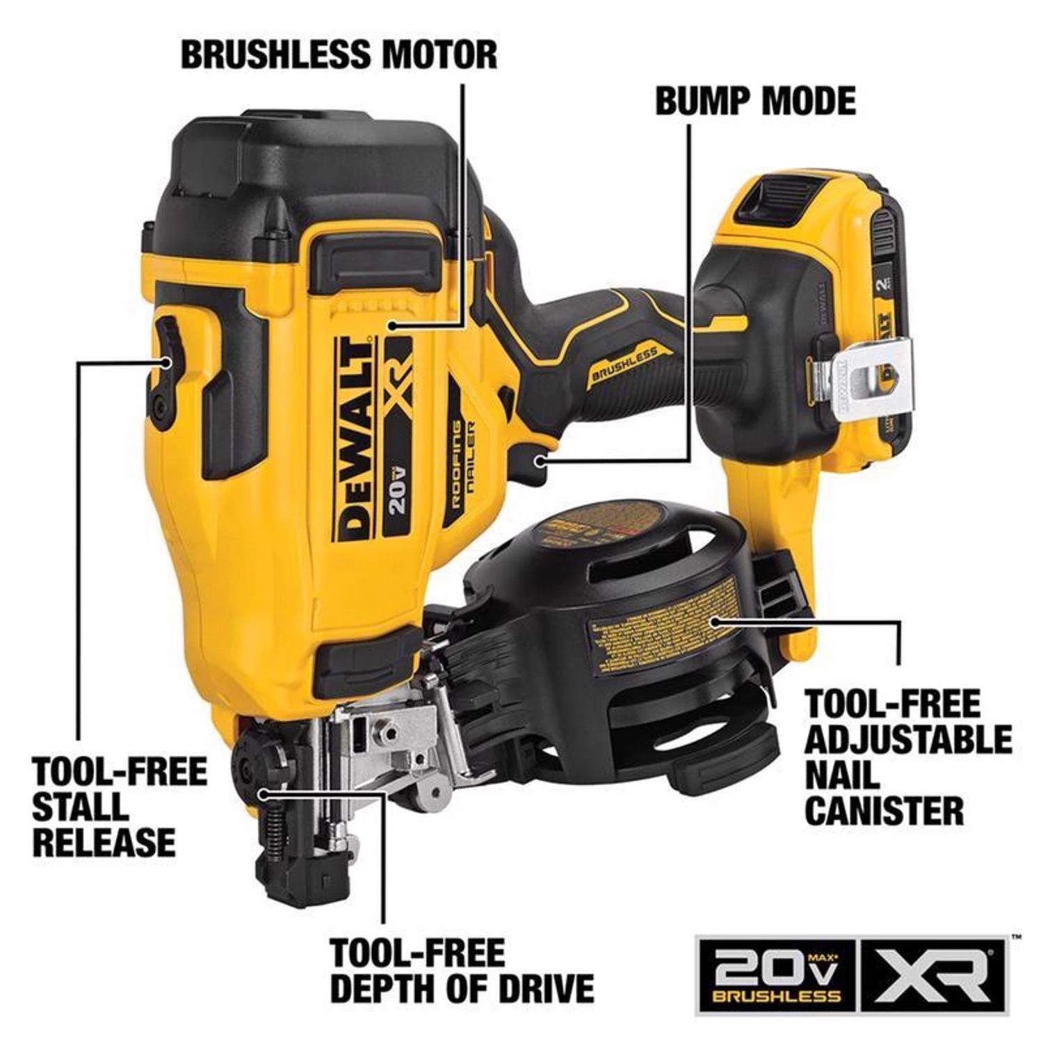 DeWalt 20V MAX Cordless 15 Deg Coil Roofing Nailer 20 V 5 DeWalt 20V MAX Cordless 15 Deg Coil Roofing Nailer 20 V - Image 3