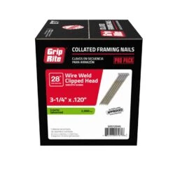 Grip-Rite 3-1/4 In. 11 Ga. Angled Strip Hot-Dip Galvanized Framing Nails 28 Deg 2000 Pk