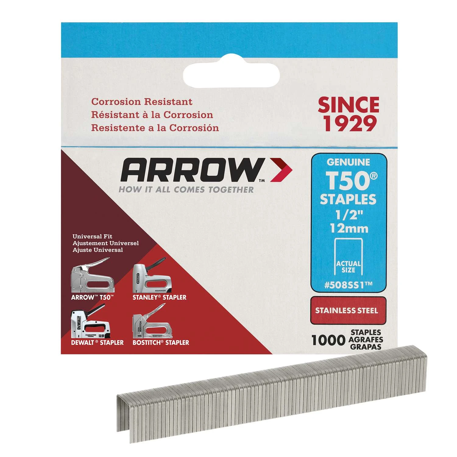 Arrow T50 3/8 In. W X 1/2 In. L 18 Ga. Flat Crown Heavy Duty Staples 1000 Pk 3 Arrow T50 3/8 In. W X 1/2 In. L 18 Ga. Flat Crown Heavy Duty Staples 1000 Pk