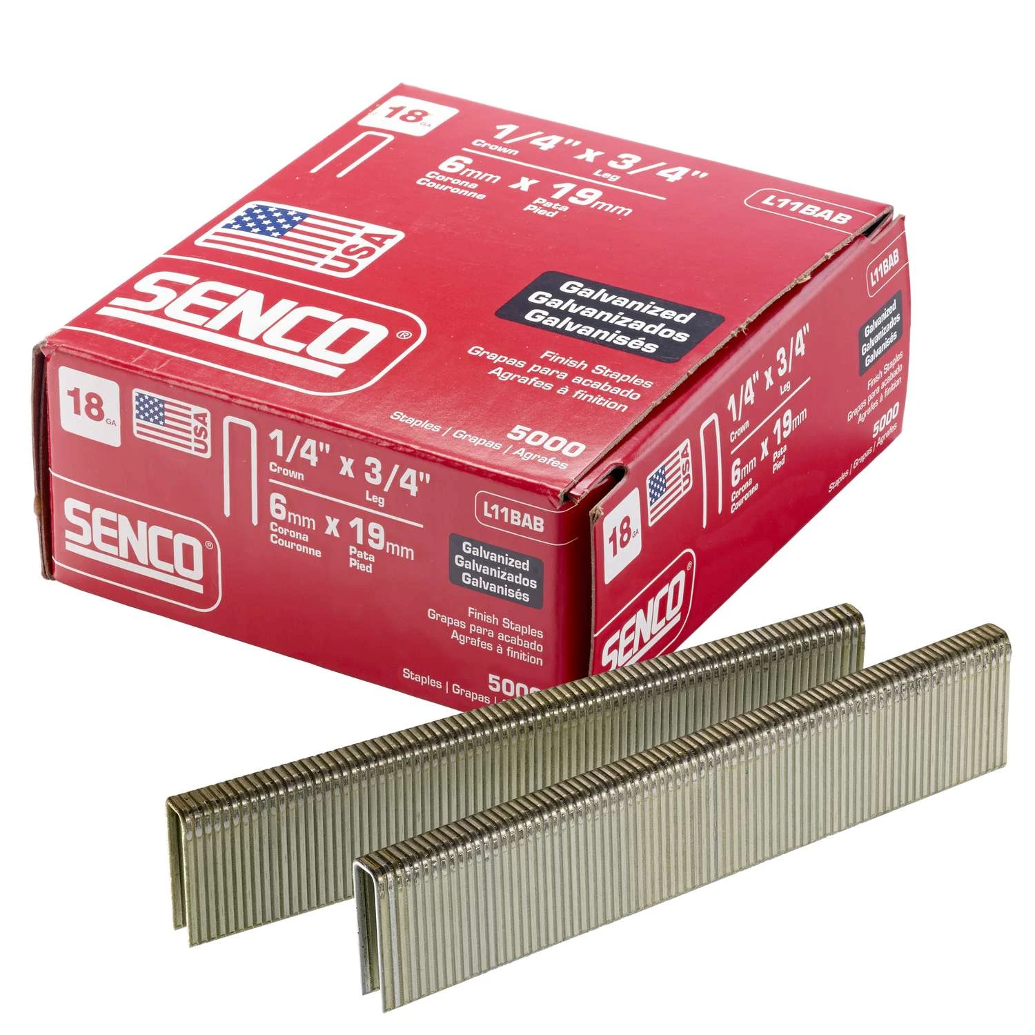 Senco 1/4 In. W X 3/4 In. L 18 Ga. Narrow Crown Finish Staples 5000 Pk 4 Senco 1/4 In. W X 3/4 In. L 18 Ga. Narrow Crown Finish Staples 5000 Pk - Image 2