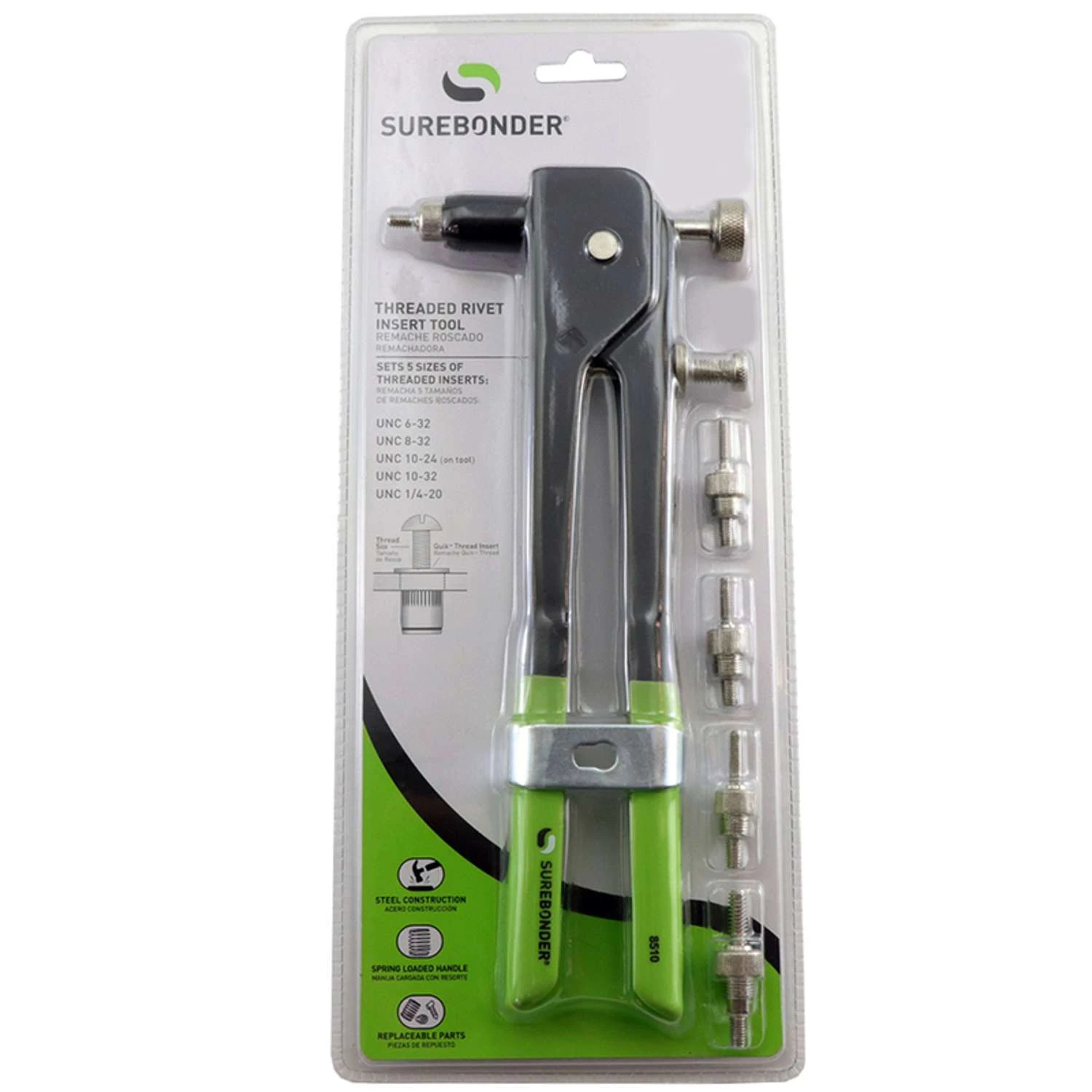 Surebonder Metal Threaded Insert Tool Rivet Tool Black/Green 1 Pc 4 Surebonder Metal Threaded Insert Tool Rivet Tool Black/Green 1 Pc - Image 2