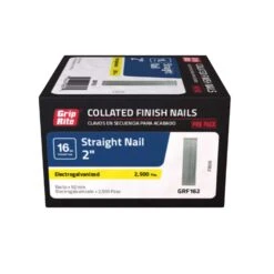Grip-Rite 2 In. 16 Ga. Straight Strip Electro Galvanized Finish Nails 2500 Pk