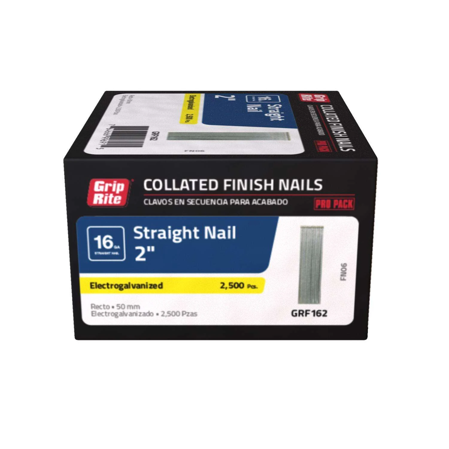 Grip-Rite 2 In. 16 Ga. Straight Strip Electro Galvanized Finish Nails 2500 Pk 3 Grip-Rite 2 In. 16 Ga. Straight Strip Electro Galvanized Finish Nails 2500 Pk