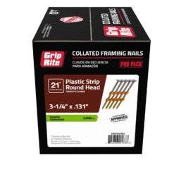 Grip-Rite 3-3/4 In. 10 Ga. Angled Strip Hot-Dip Galvanized Framing Nails 21 Deg 2000 Pk -Senco Arrow Shop 4dcc329d b3fe 4377 8e2d 98d5a7be117a