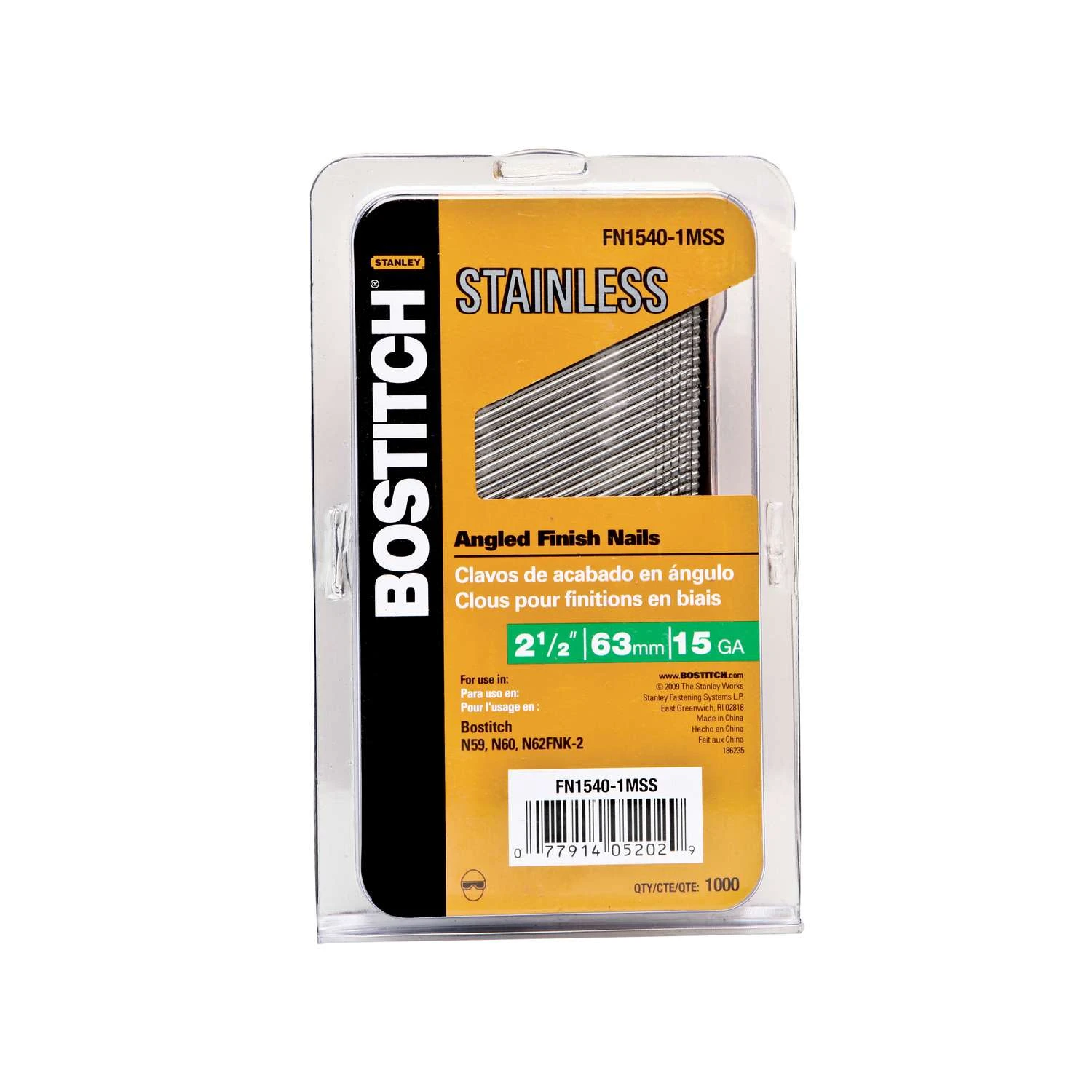 Bostitch 2-1/2 In. 15 Ga. Angled Strip Stainless Steel Finish Nails 1,000 Pk 3 Bostitch 2-1/2 In. 15 Ga. Angled Strip Stainless Steel Finish Nails 1,000 Pk