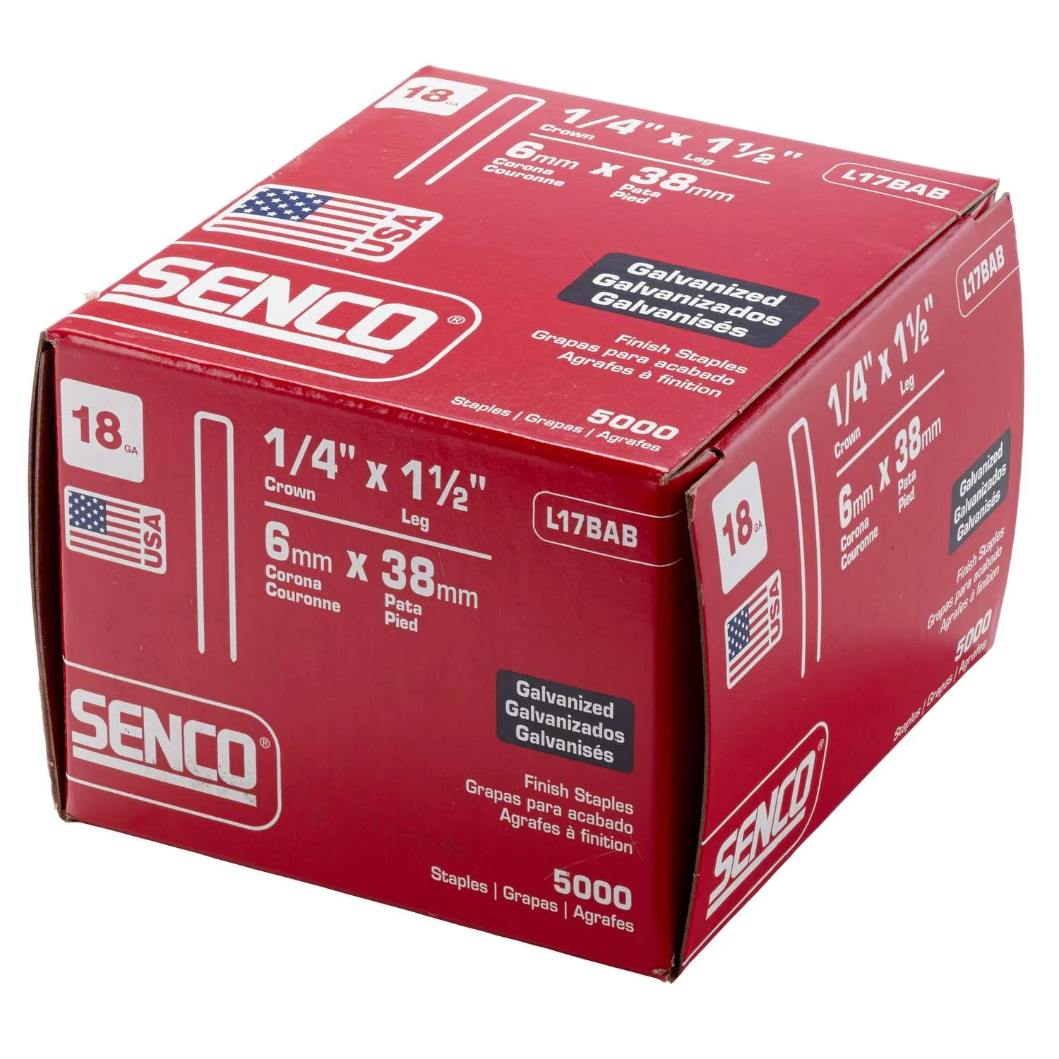 Senco 1/4 In. W X 1-1/2 In. L 18 Ga. Narrow Crown Finish Staples 5000 Pk 5 Senco 1/4 In. W X 1-1/2 In. L 18 Ga. Narrow Crown Finish Staples 5000 Pk - Image 3