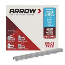 Arrow T50 3/8 In. W X 1/4 In. L 18 Ga. Flat Crown Heavy Duty Staples 5000 Pk
