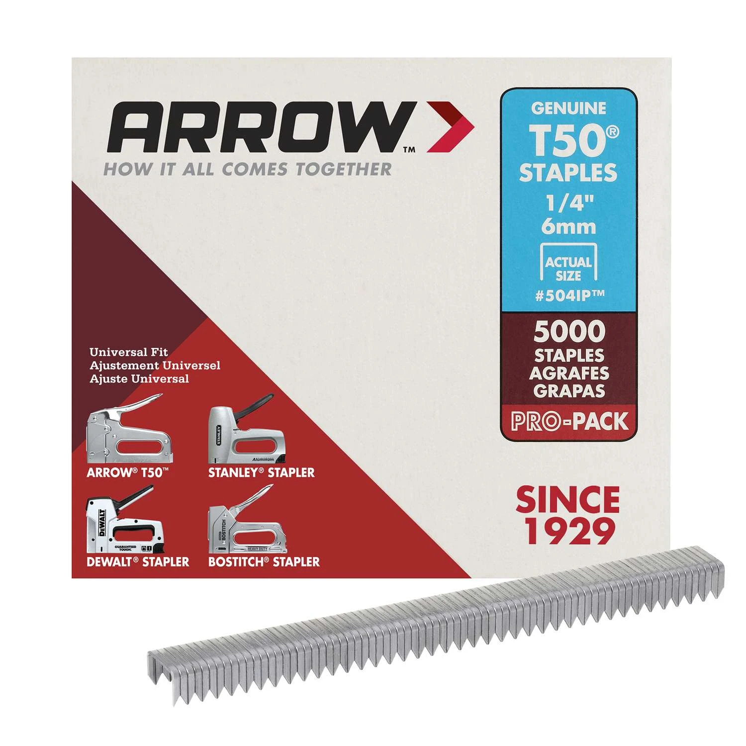 Arrow T50 3/8 In. W X 1/4 In. L 18 Ga. Flat Crown Heavy Duty Staples 5000 Pk 3 Arrow T50 3/8 In. W X 1/4 In. L 18 Ga. Flat Crown Heavy Duty Staples 5000 Pk