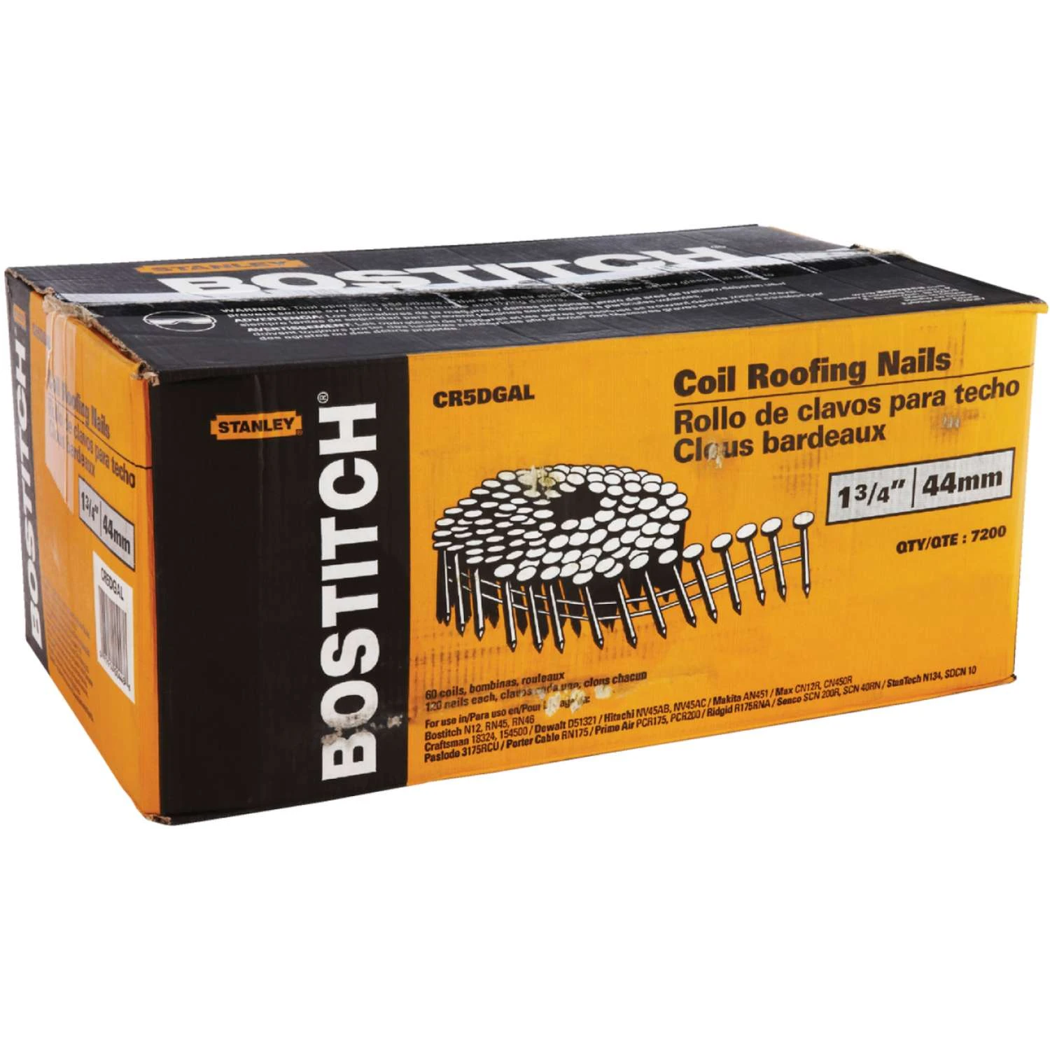 Bostitch 1-3/4 In. 14 Ga. Angled Coil Galvanized Roofing Nails 15 Deg 7200 Pk 3 Bostitch 1-3/4 In. 14 Ga. Angled Coil Galvanized Roofing Nails 15 Deg 7200 Pk