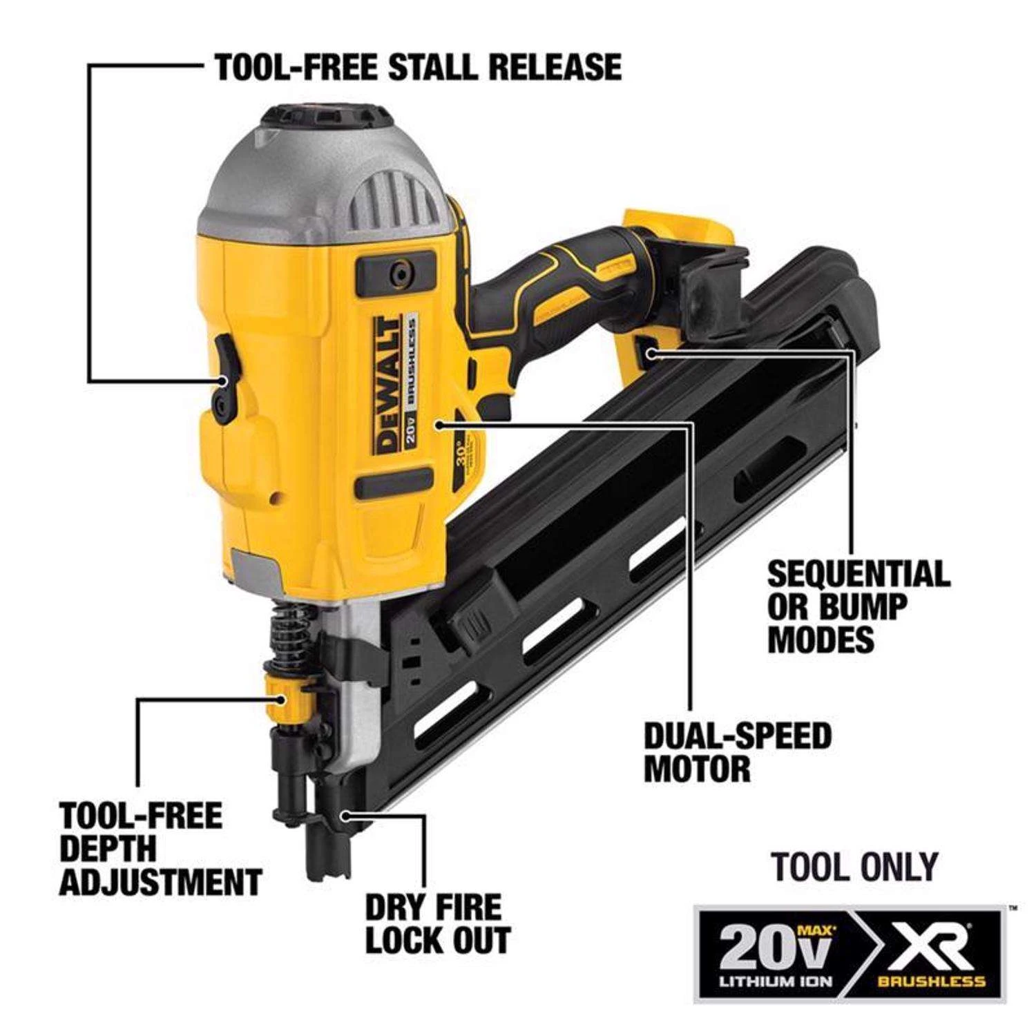 DeWalt 20V MAX Cordless 30 Deg Nailer 20 V 4 DeWalt 20V MAX Cordless 30 Deg Nailer 20 V - Image 2