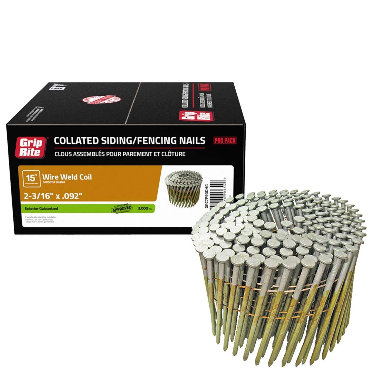 Grip-Rite 2-3/16 In. Wire Coil Hot-Dip Galvanized Siding Nails 15 Deg 3000 Pk 3 Grip-Rite 2-3/16 In. Wire Coil Hot-Dip Galvanized Siding Nails 15 Deg 3000 Pk