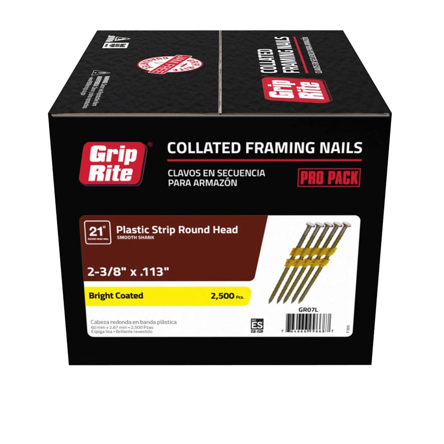 Grip-Rite 2-3/8 In. 12 Ga. Angled Strip Bright Framing Nails 21 Deg 2500 Pk 3 Grip-Rite 2-3/8 In. 12 Ga. Angled Strip Bright Framing Nails 21 Deg 2500 Pk