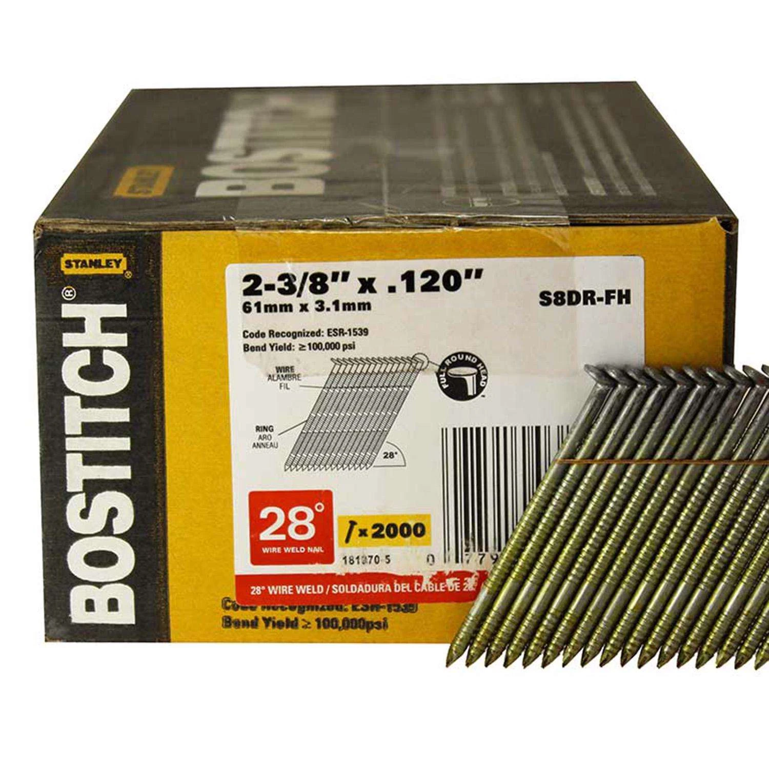 Bostitch 2-3/8 In. Angled Strip Coated Stick Nails 28 Deg 2000 Pk 3 Bostitch 2-3/8 In. Angled Strip Coated Stick Nails 28 Deg 2000 Pk