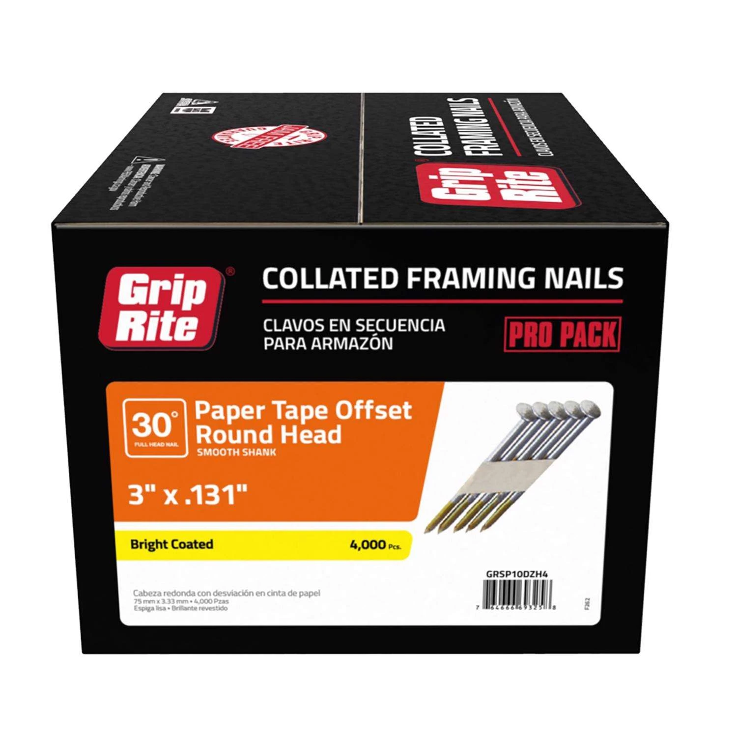 Grip-Rite 3 In. Angled Strip Bright Framing Nails 30 Deg 4000 Pk 3 Grip-Rite 3 In. Angled Strip Bright Framing Nails 30 Deg 4000 Pk