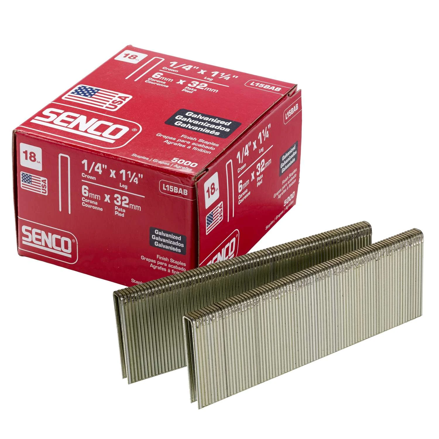 Senco 1/4 In. W X 1-1/4 In. L 18 Ga. Narrow Crown Finish Staples 5000 Pk 4 Senco 1/4 In. W X 1-1/4 In. L 18 Ga. Narrow Crown Finish Staples 5000 Pk - Image 2