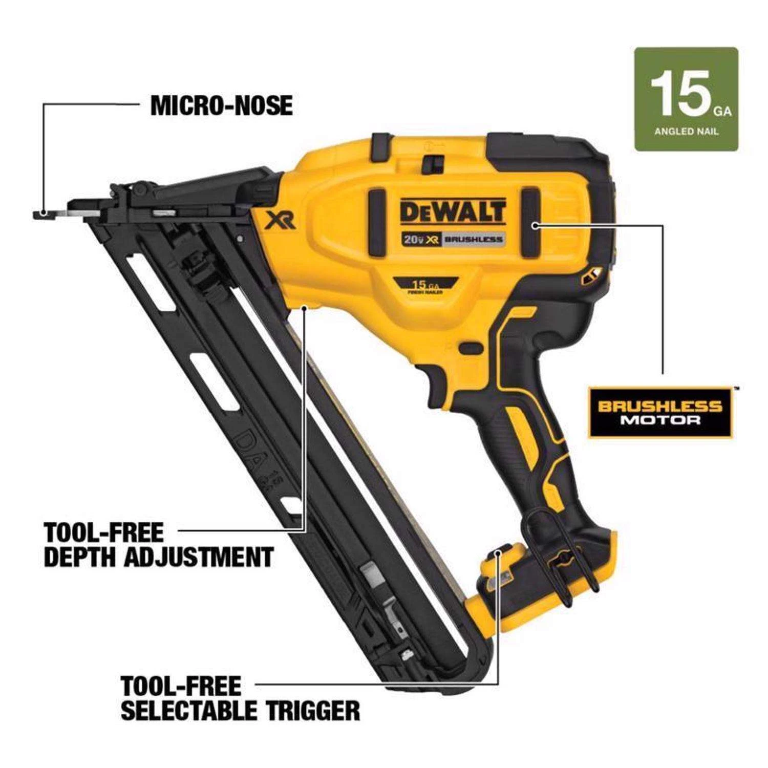 DeWalt 20V Max XR 15 Ga. Cordless Nailer 20 V 4 DeWalt 20V Max XR 15 Ga. Cordless Nailer 20 V - Image 2