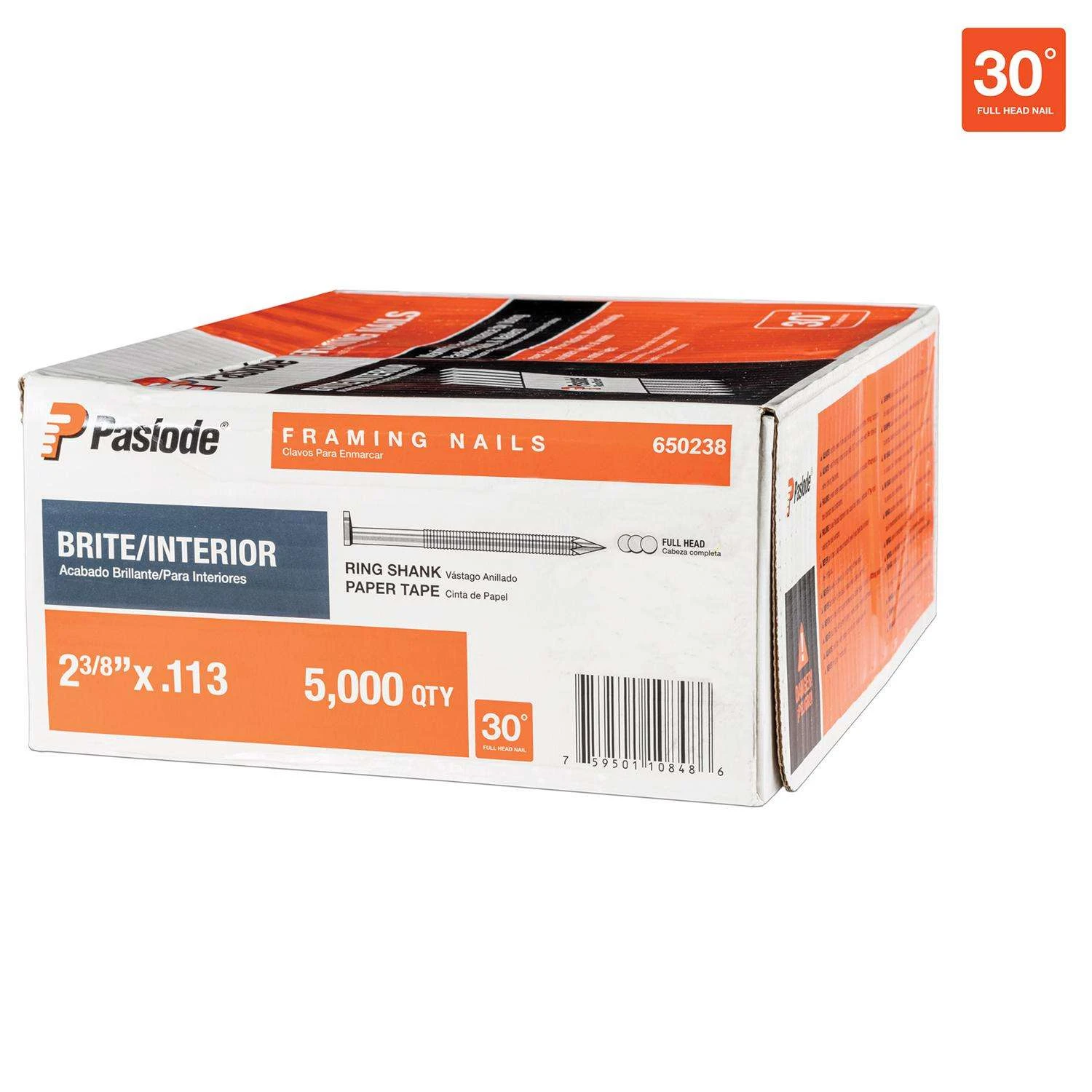 Paslode RounDrive 2-3/8 In. Angled Strip Brite Framing Nails 30 Deg 1 Pk 3 Paslode RounDrive 2-3/8 In. Angled Strip Brite Framing Nails 30 Deg 1 Pk