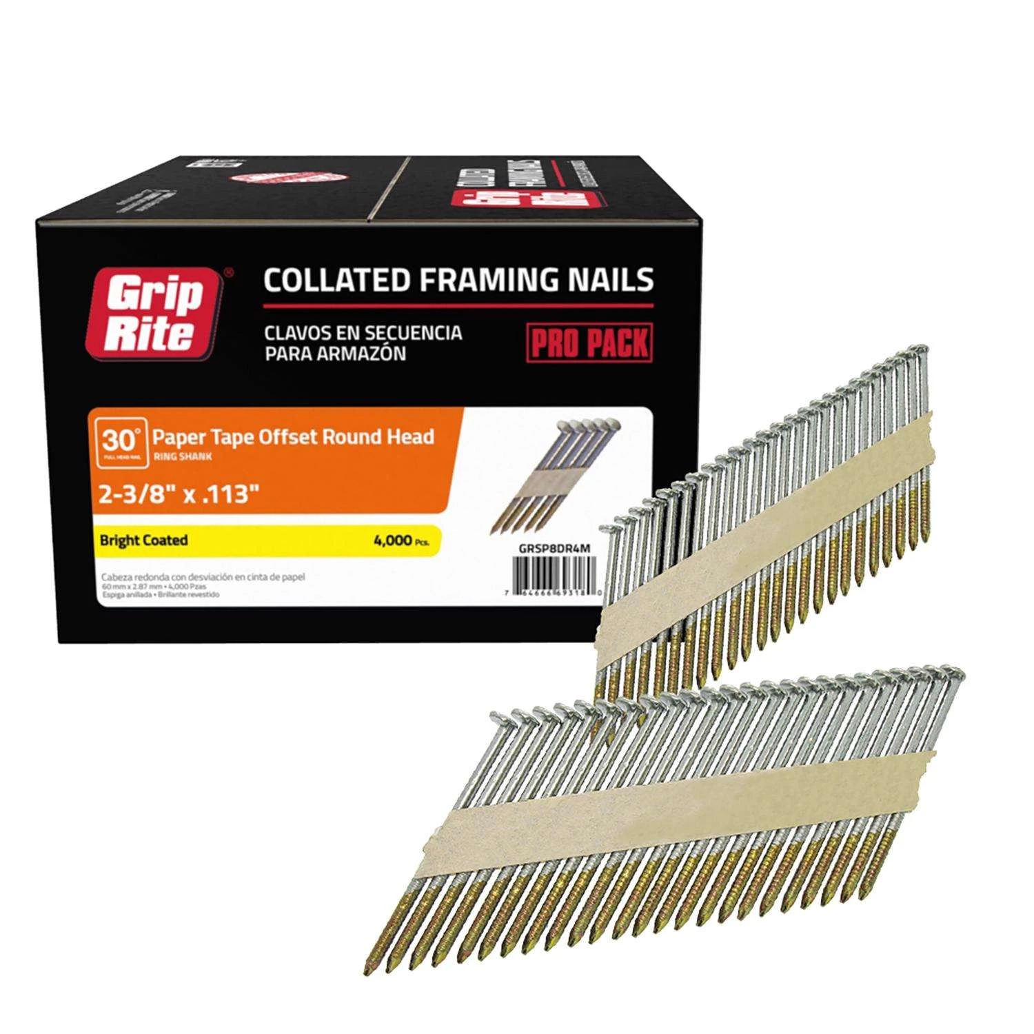 Grip-Rite 2-3/8 In. Paper Strip Bright Framing Nails 30 Deg 4000 Pk 4 Grip-Rite 2-3/8 In. Paper Strip Bright Framing Nails 30 Deg 4000 Pk - Image 2