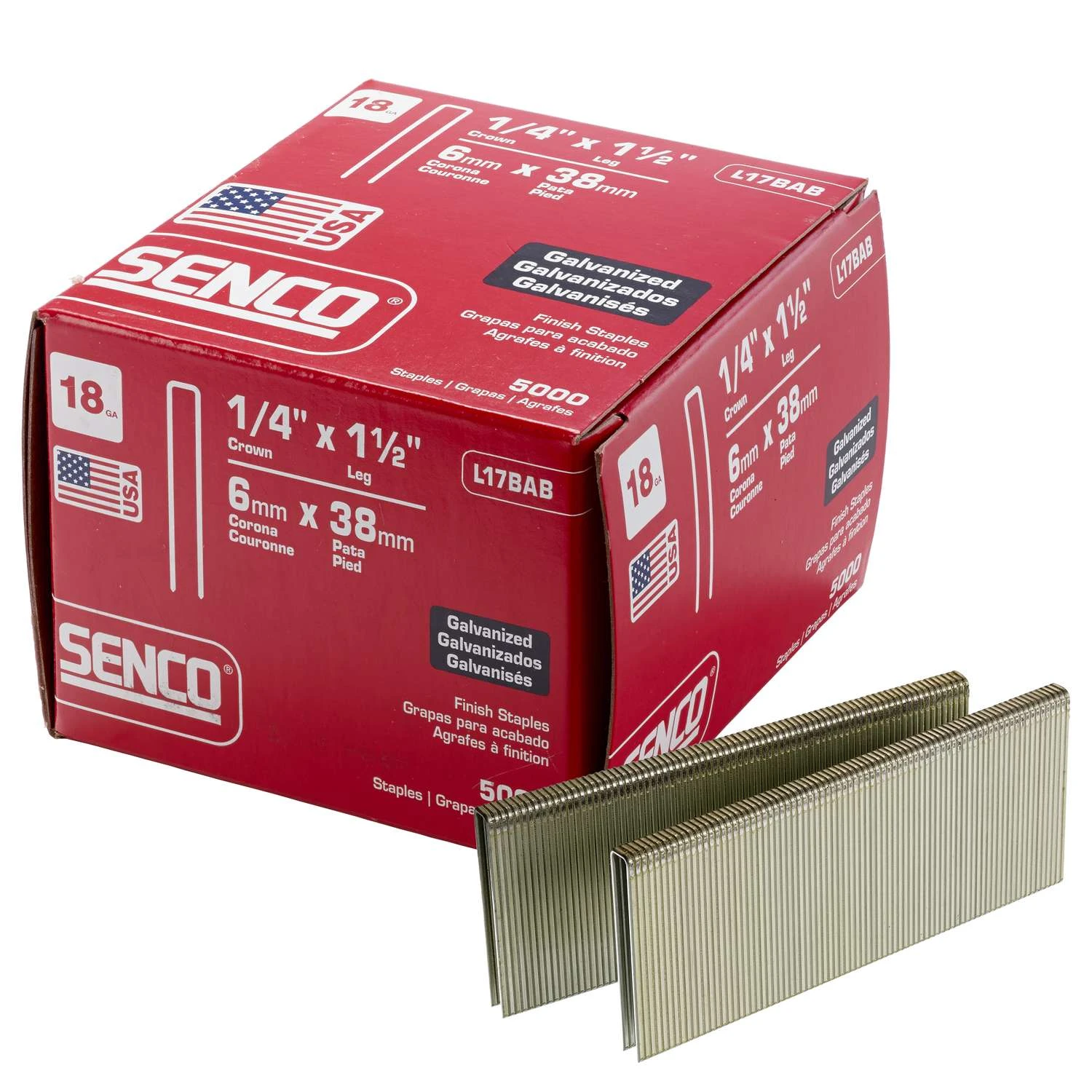 Senco 1/4 In. W X 1-1/2 In. L 18 Ga. Narrow Crown Finish Staples 5000 Pk 4 Senco 1/4 In. W X 1-1/2 In. L 18 Ga. Narrow Crown Finish Staples 5000 Pk - Image 2