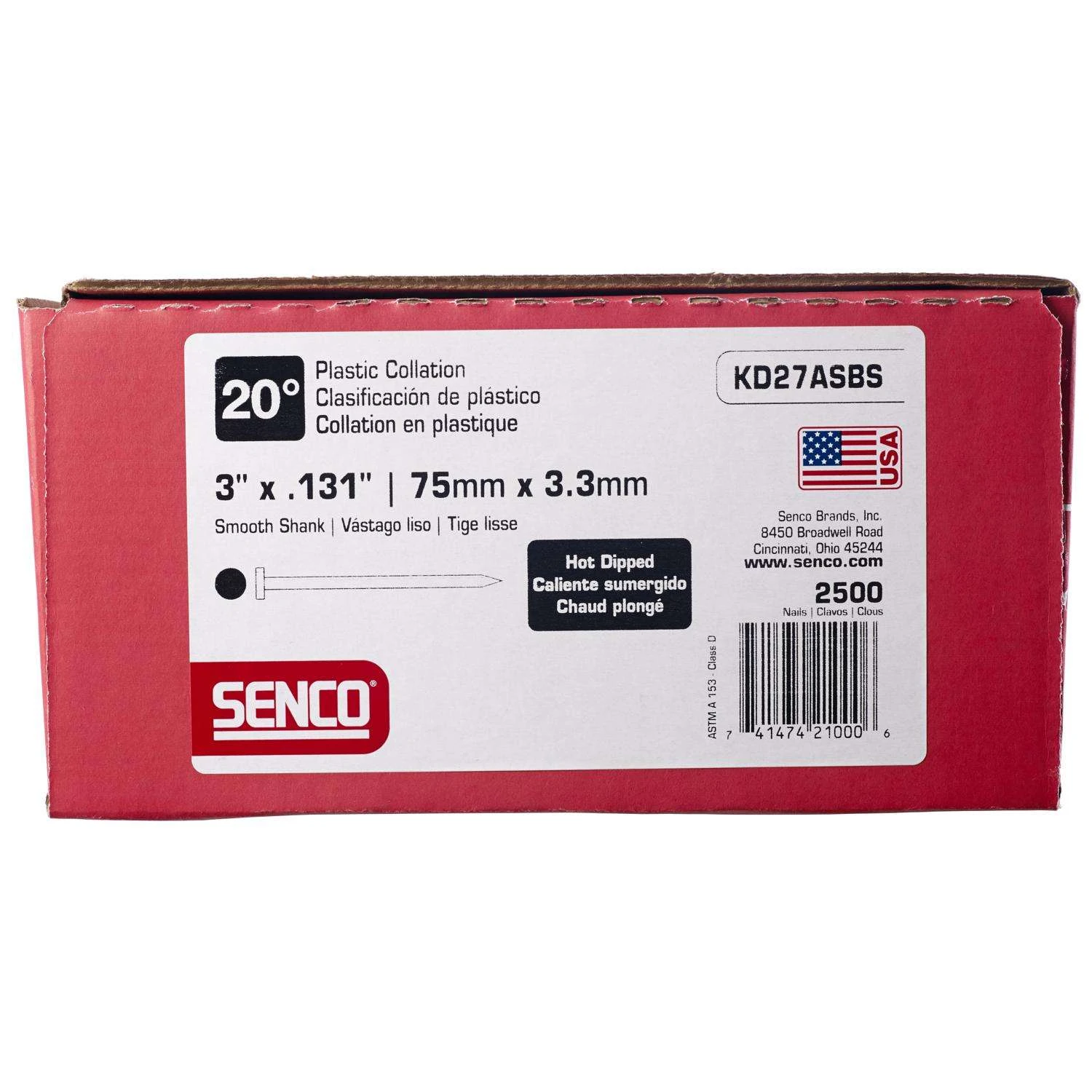 Senco 3 In. 16 Ga. Angled Strip Hot-Dip Galvanized Framing Nails 20 Deg 2,500 Pk 5 Senco 3 In. 16 Ga. Angled Strip Hot-Dip Galvanized Framing Nails 20 Deg 2,500 Pk - Image 3