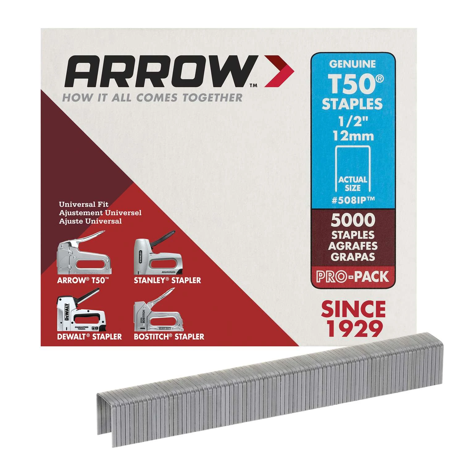 Arrow T50 3/8 In. W X 1/2 In. L 18 Ga. Flat Crown Heavy Duty Staples 5000 Pk 3 Arrow T50 3/8 In. W X 1/2 In. L 18 Ga. Flat Crown Heavy Duty Staples 5000 Pk