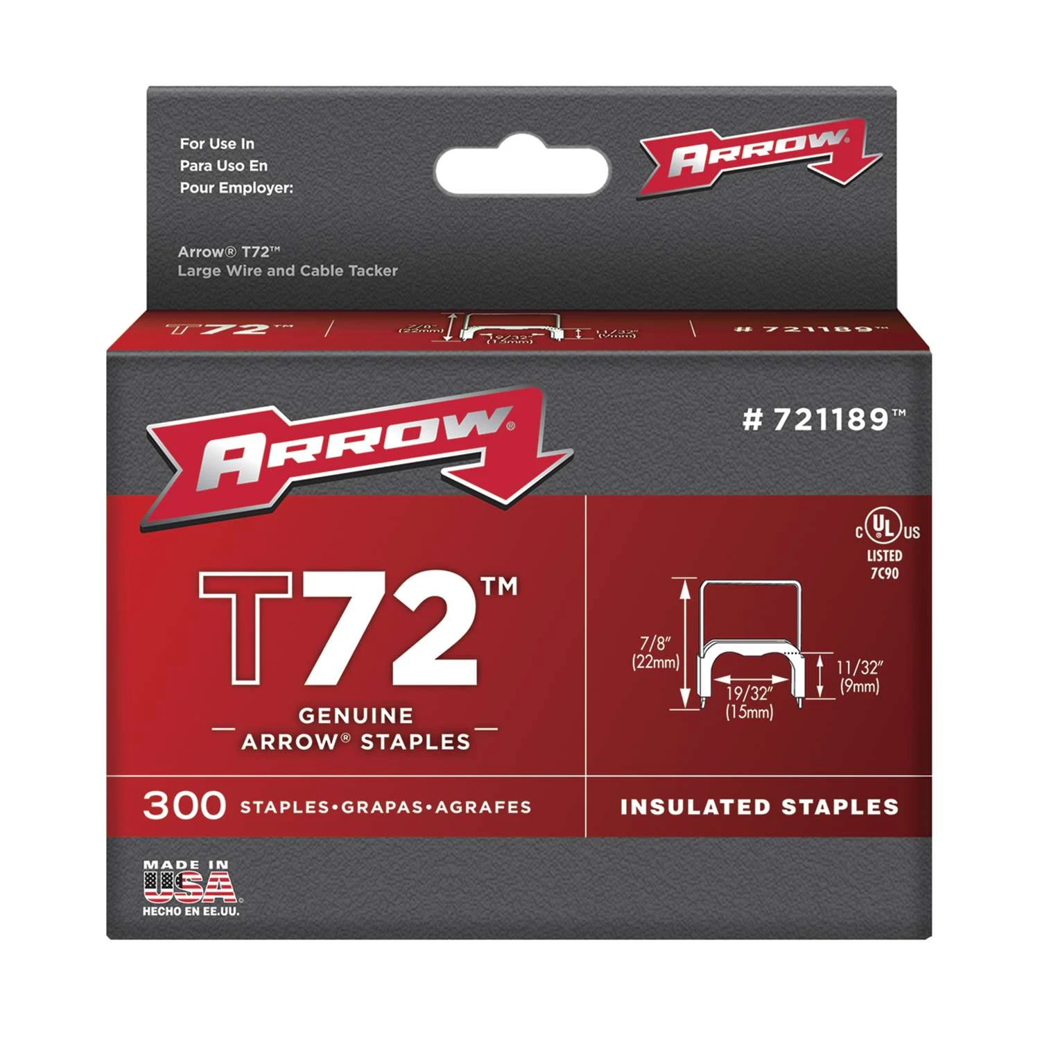 Arrow T72 19/32 In. W X 7/8 In. L 15 Ga. Wide Crown Insulated Staples 300 Pk 3 Arrow T72 19/32 In. W X 7/8 In. L 15 Ga. Wide Crown Insulated Staples 300 Pk
