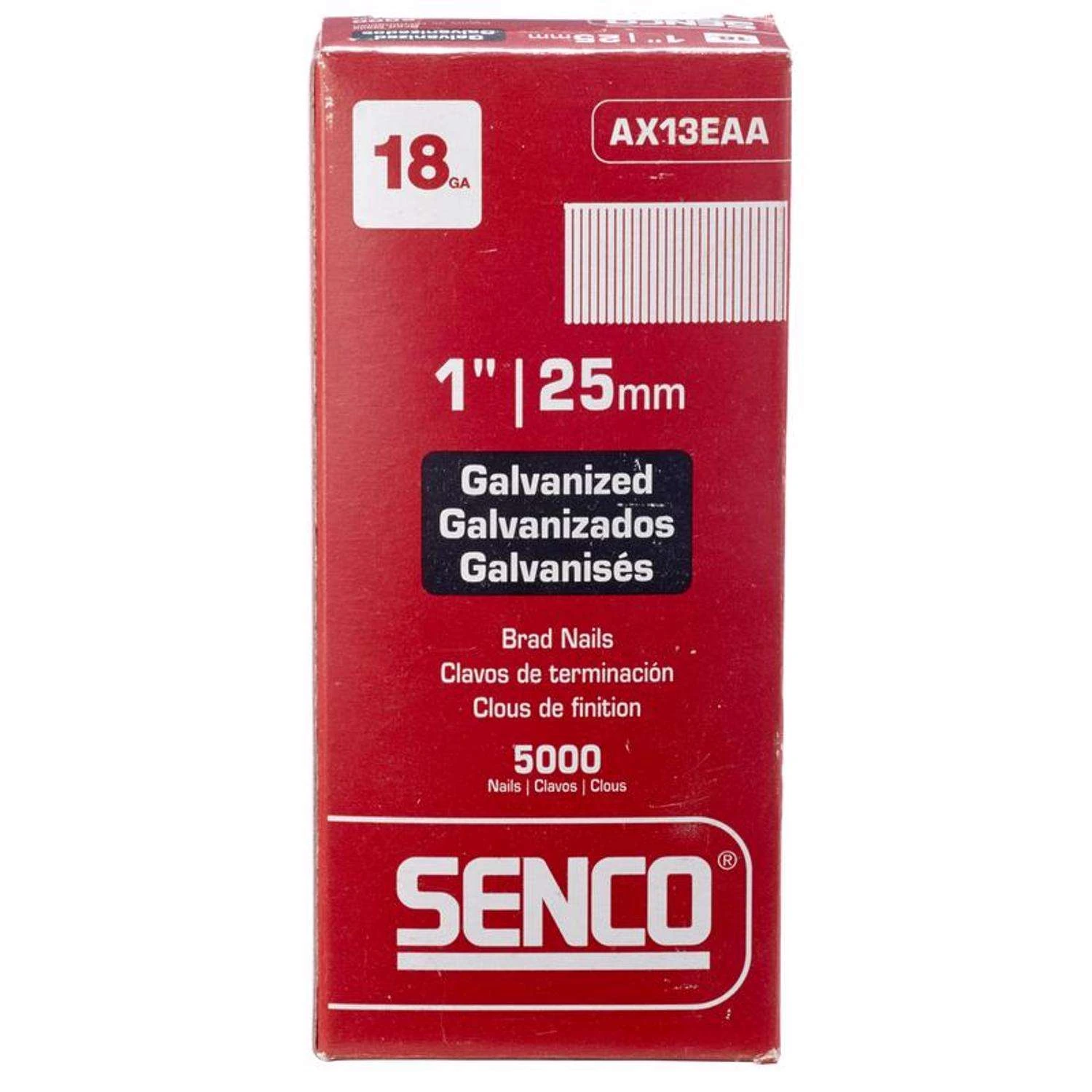 Senco 1 In. 18 Ga. Straight Strip Galvanized Brad Nails 5000 Pk 3 Senco 1 In. 18 Ga. Straight Strip Galvanized Brad Nails 5000 Pk