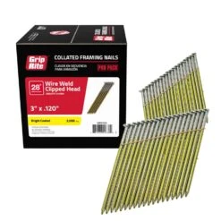Grip-Rite 3 In. 11 Ga. Angled Strip Bright Framing Nails 28 Deg 2000 Pk