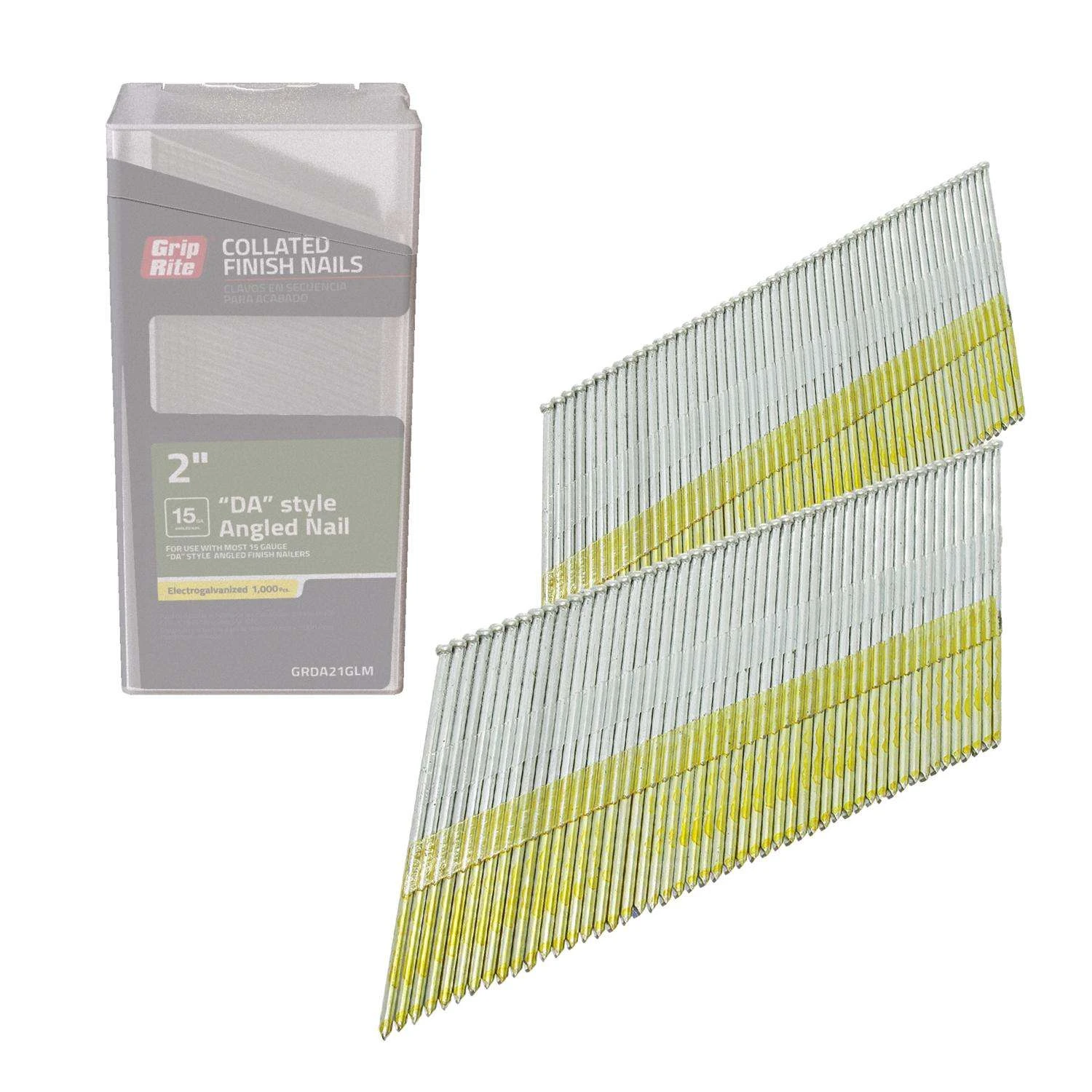 Grip-Rite 2 In. 15 Ga. Angled Strip Electro Galvanized Finish Nails 34 Deg 1000 Pk 4 Grip-Rite 2 In. 15 Ga. Angled Strip Electro Galvanized Finish Nails 34 Deg 1000 Pk - Image 2