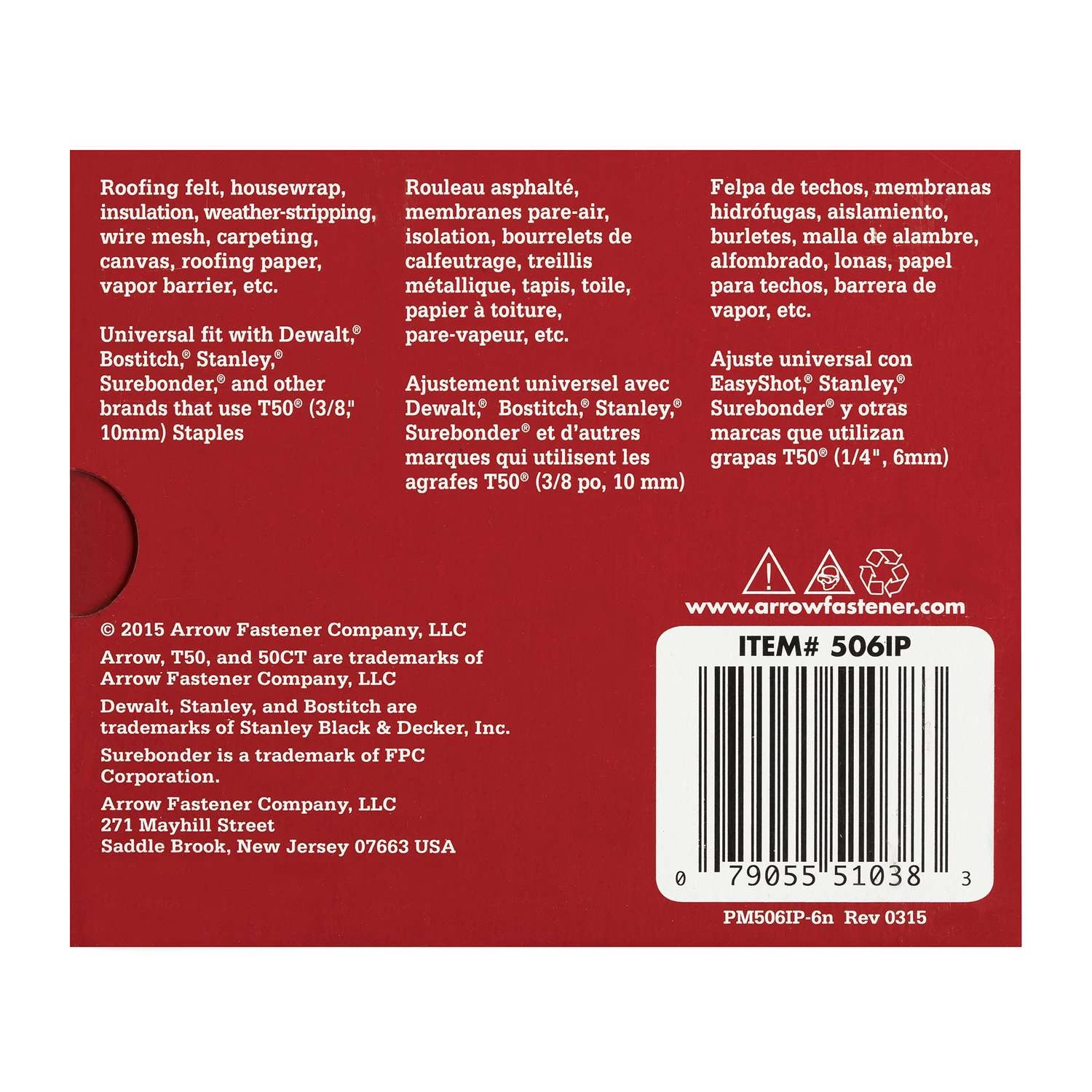 Arrow T50 3/8 In. W X 3/8 In. L 18 Ga. Flat Crown Heavy Duty Staples 5000 Pk 6 Arrow T50 3/8 In. W X 3/8 In. L 18 Ga. Flat Crown Heavy Duty Staples 5000 Pk - Image 4