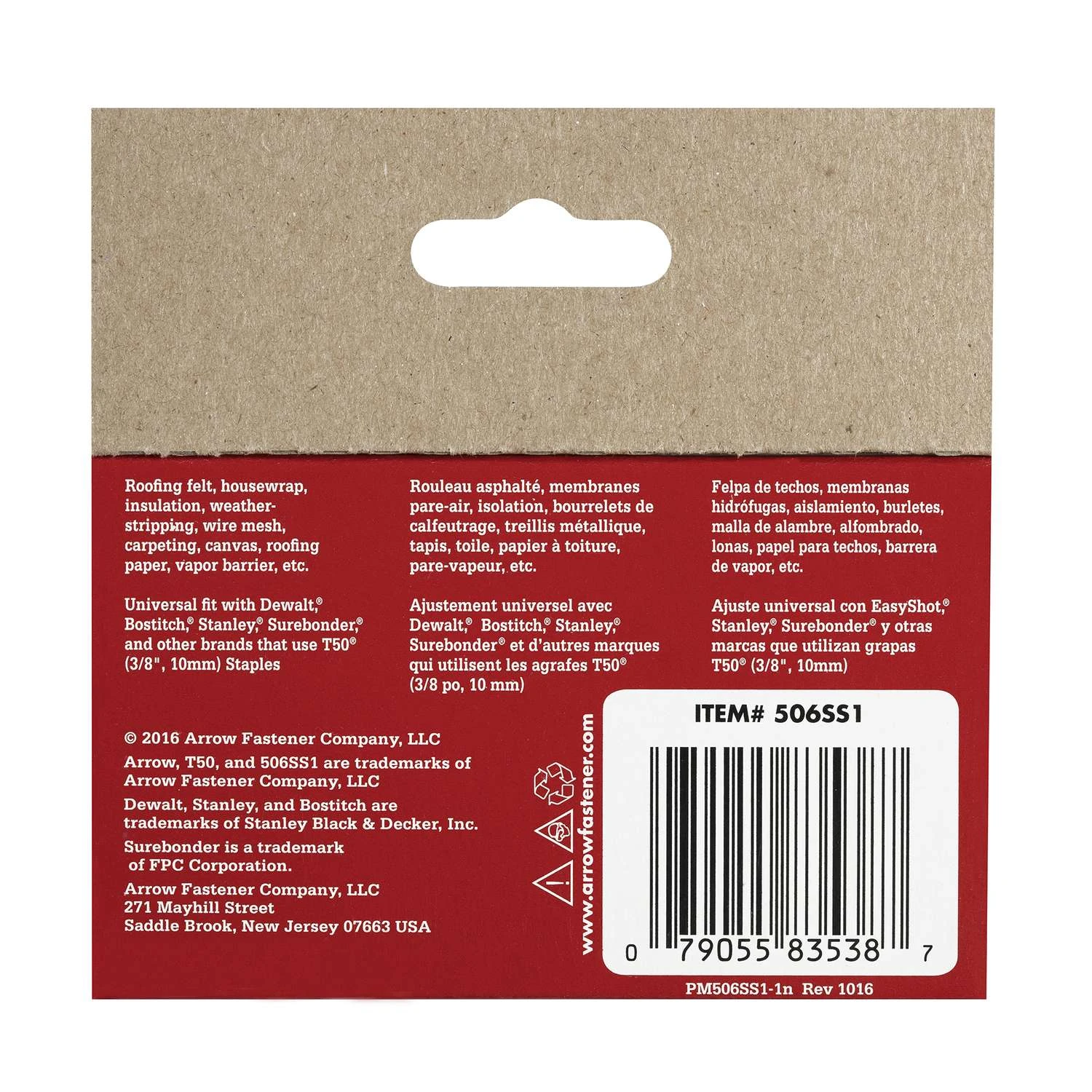 Arrow T50 3/8 In. W X 3/8 In. L 18 Ga. Flat Crown Heavy Duty Staples 1000 Pk 6 Arrow T50 3/8 In. W X 3/8 In. L 18 Ga. Flat Crown Heavy Duty Staples 1000 Pk - Image 4