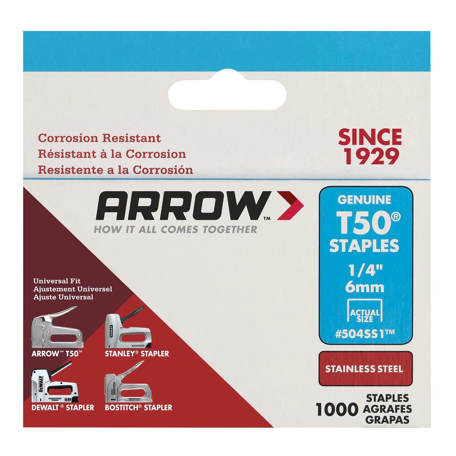 Arrow T50 3/8 In. W X 1/4 In. L 18 Ga. Flat Crown Heavy Duty Staples 1000 Pk 5 Arrow T50 3/8 In. W X 1/4 In. L 18 Ga. Flat Crown Heavy Duty Staples 1000 Pk - Image 3