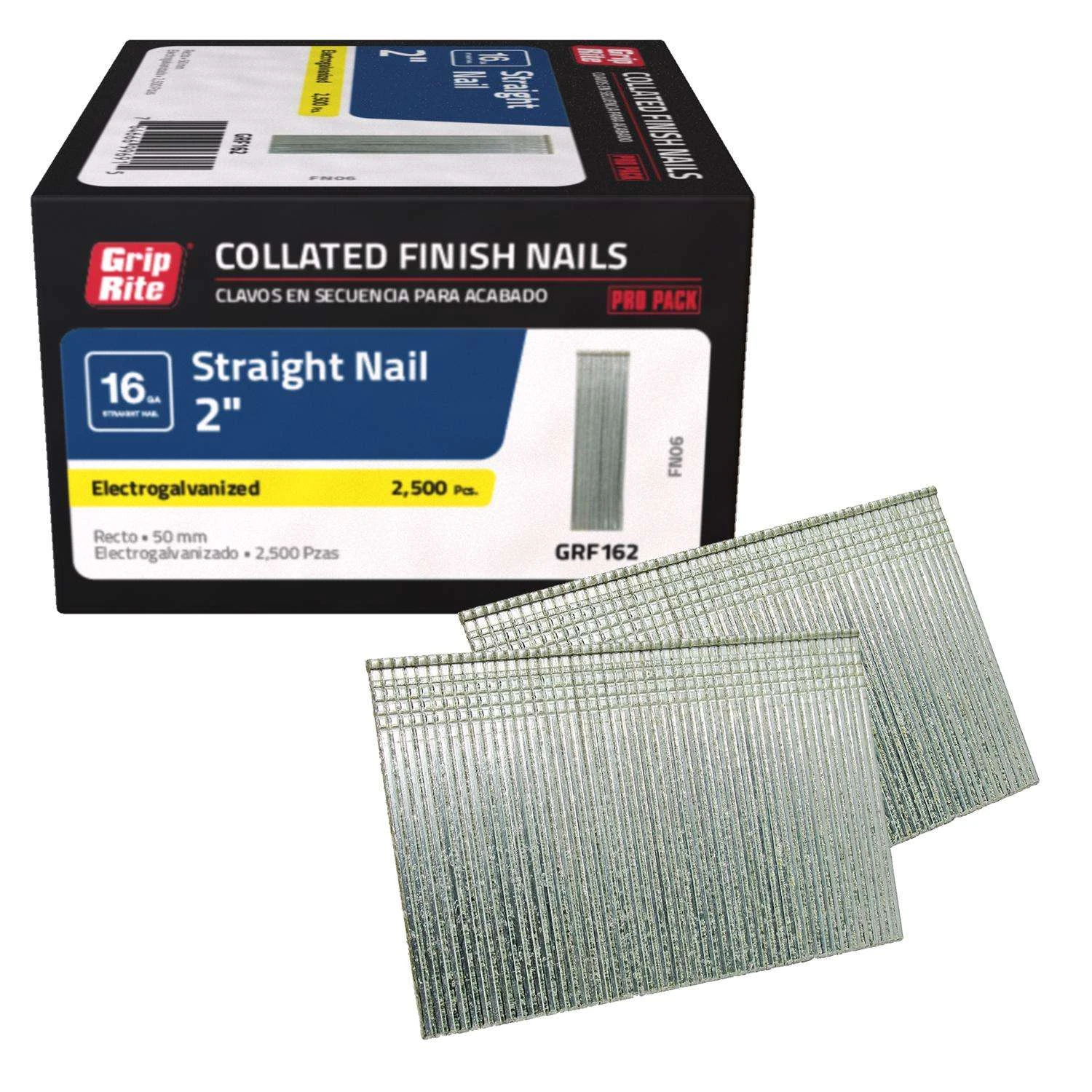 Grip-Rite 2 In. 16 Ga. Straight Strip Electro Galvanized Finish Nails 2500 Pk 4 Grip-Rite 2 In. 16 Ga. Straight Strip Electro Galvanized Finish Nails 2500 Pk - Image 2