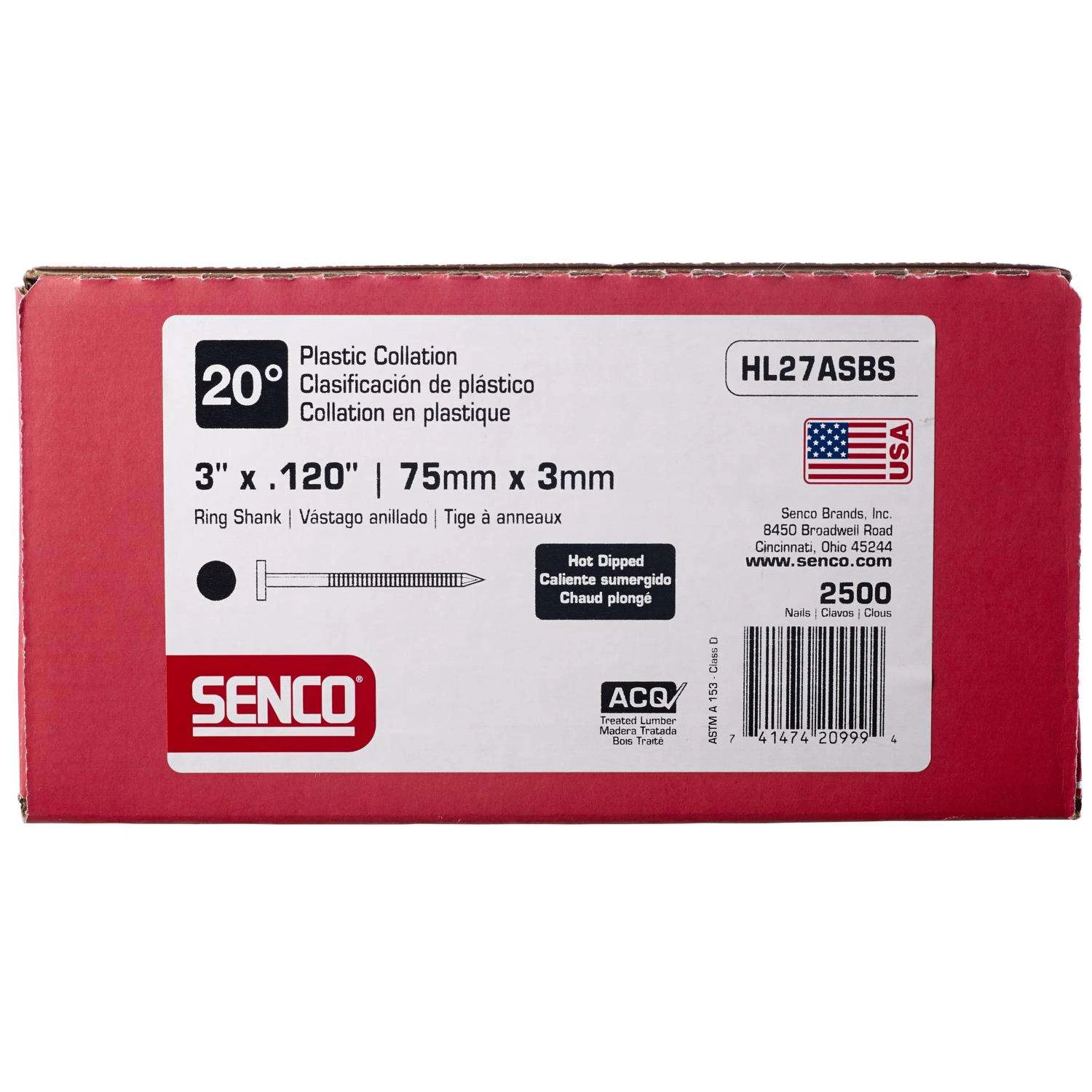 Senco 3 In. 16 Ga. Angled Strip Hot-Dip Galvanized Framing Nails 20 Deg 2500 Pk 5 Senco 3 In. 16 Ga. Angled Strip Hot-Dip Galvanized Framing Nails 20 Deg 2500 Pk - Image 3
