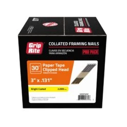 Grip-Rite 3 In. Paper Strip Bright Framing Nails 30 Deg 2000 Pk