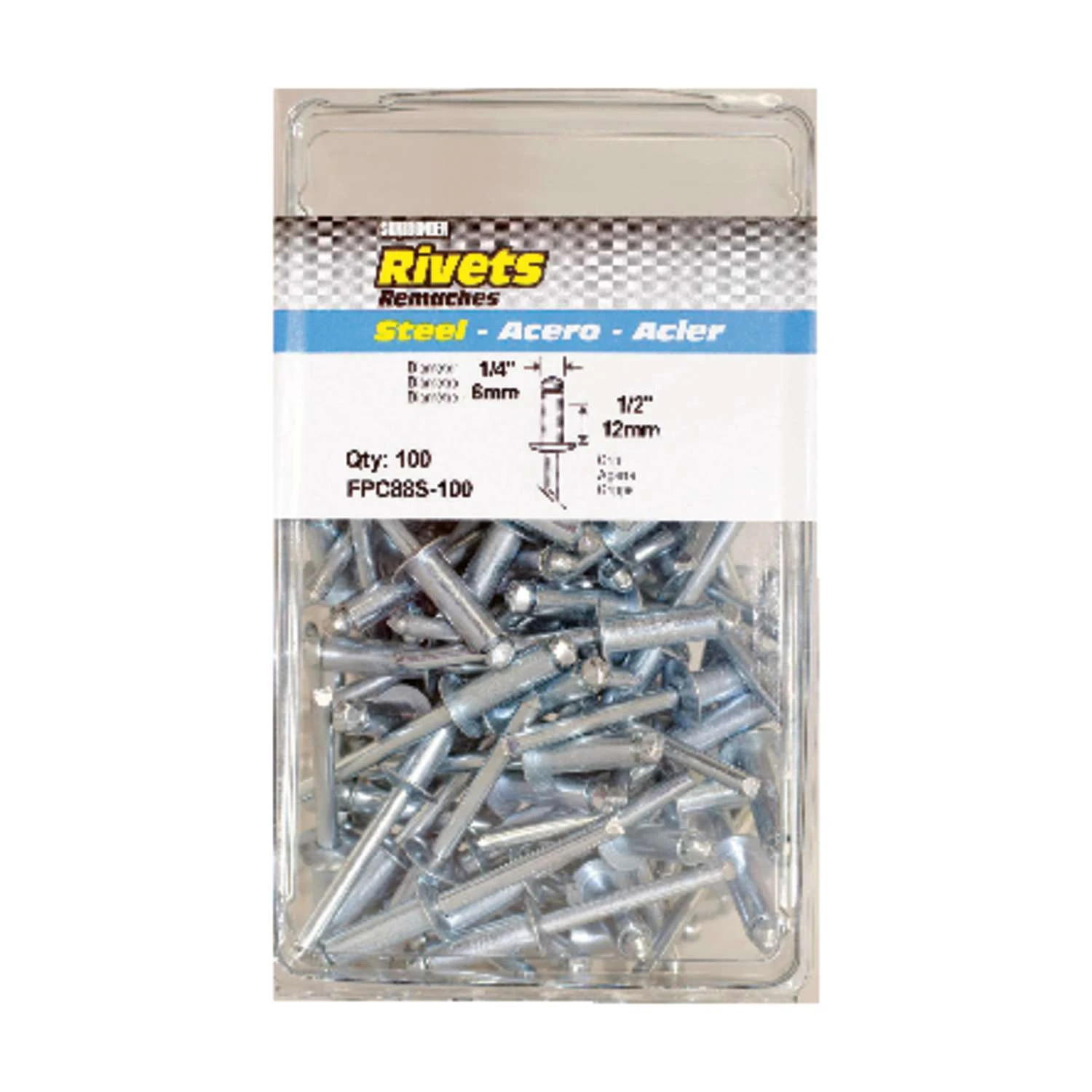 Surebonder 1/4 In. D X 1/2 In. Steel Rivets Silver 100 Pk 3 Surebonder 1/4 In. D X 1/2 In. Steel Rivets Silver 100 Pk