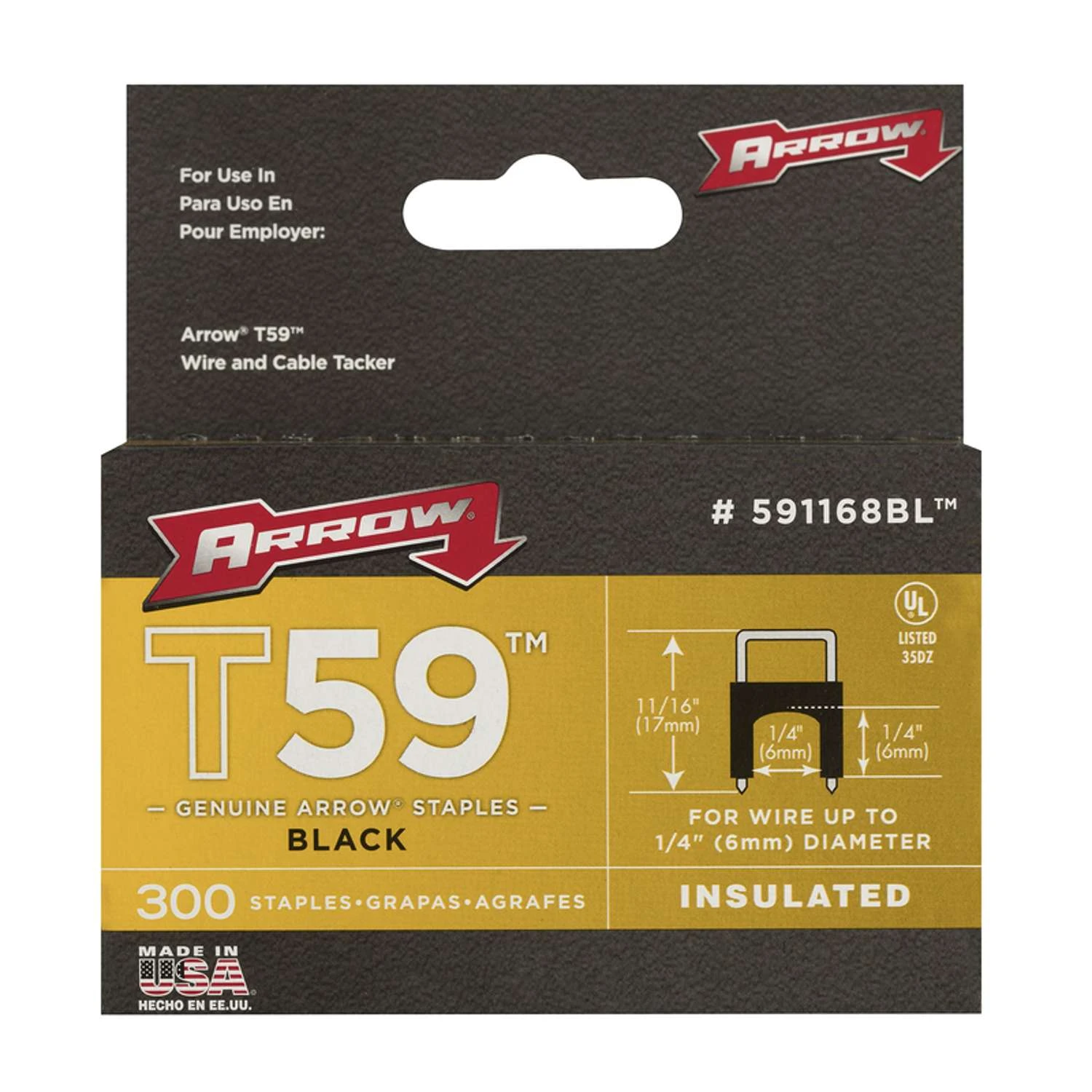 Arrow T59 1/4 In. W X 11/16 In. L Insulated Crown Cable Staples 300 Pk 5 Arrow T59 1/4 In. W X 11/16 In. L Insulated Crown Cable Staples 300 Pk - Image 3