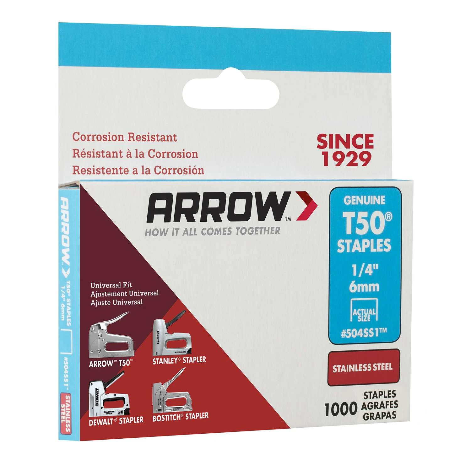 Arrow T50 3/8 In. W X 1/4 In. L 18 Ga. Flat Crown Heavy Duty Staples 1000 Pk 8 Arrow T50 3/8 In. W X 1/4 In. L 18 Ga. Flat Crown Heavy Duty Staples 1000 Pk - Image 6