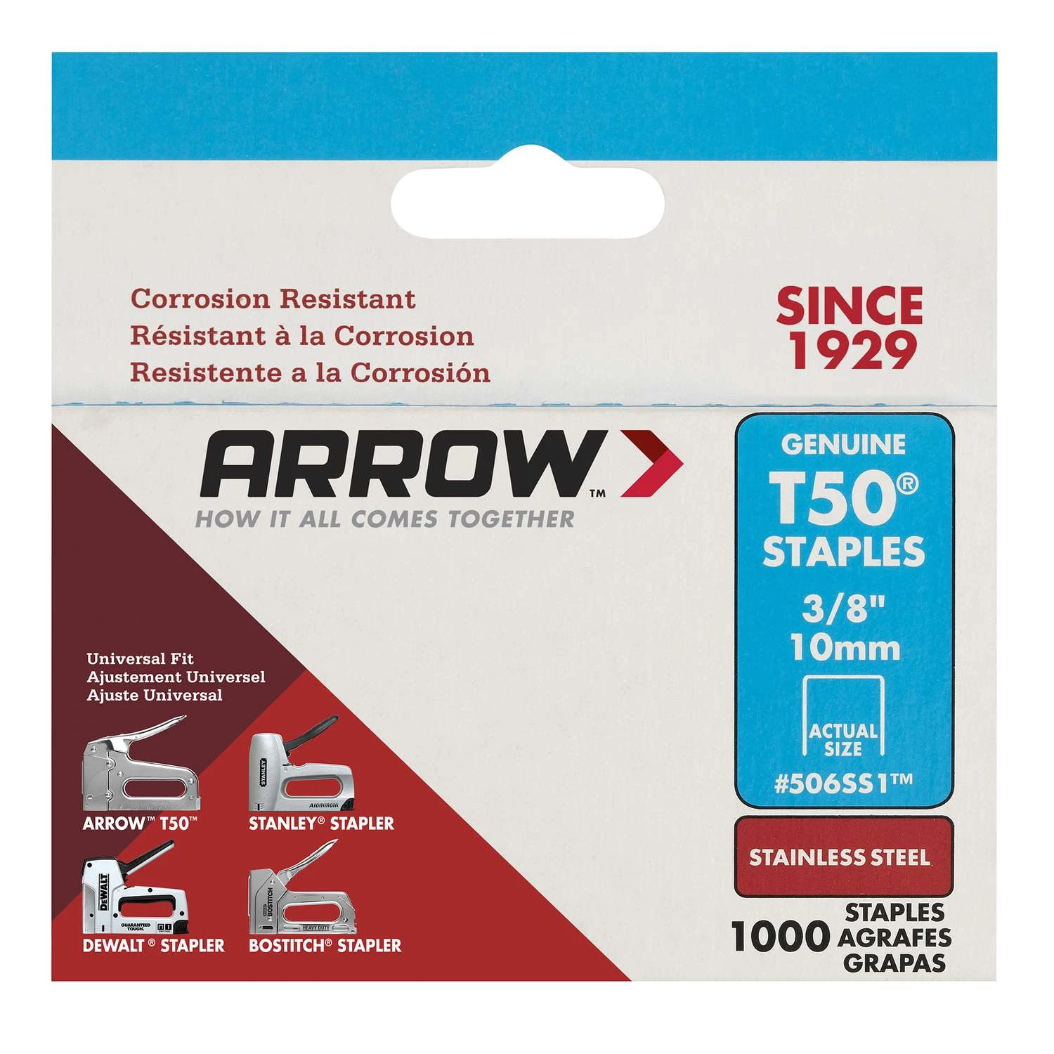 Arrow T50 3/8 In. W X 3/8 In. L 18 Ga. Flat Crown Heavy Duty Staples 1000 Pk 5 Arrow T50 3/8 In. W X 3/8 In. L 18 Ga. Flat Crown Heavy Duty Staples 1000 Pk - Image 3