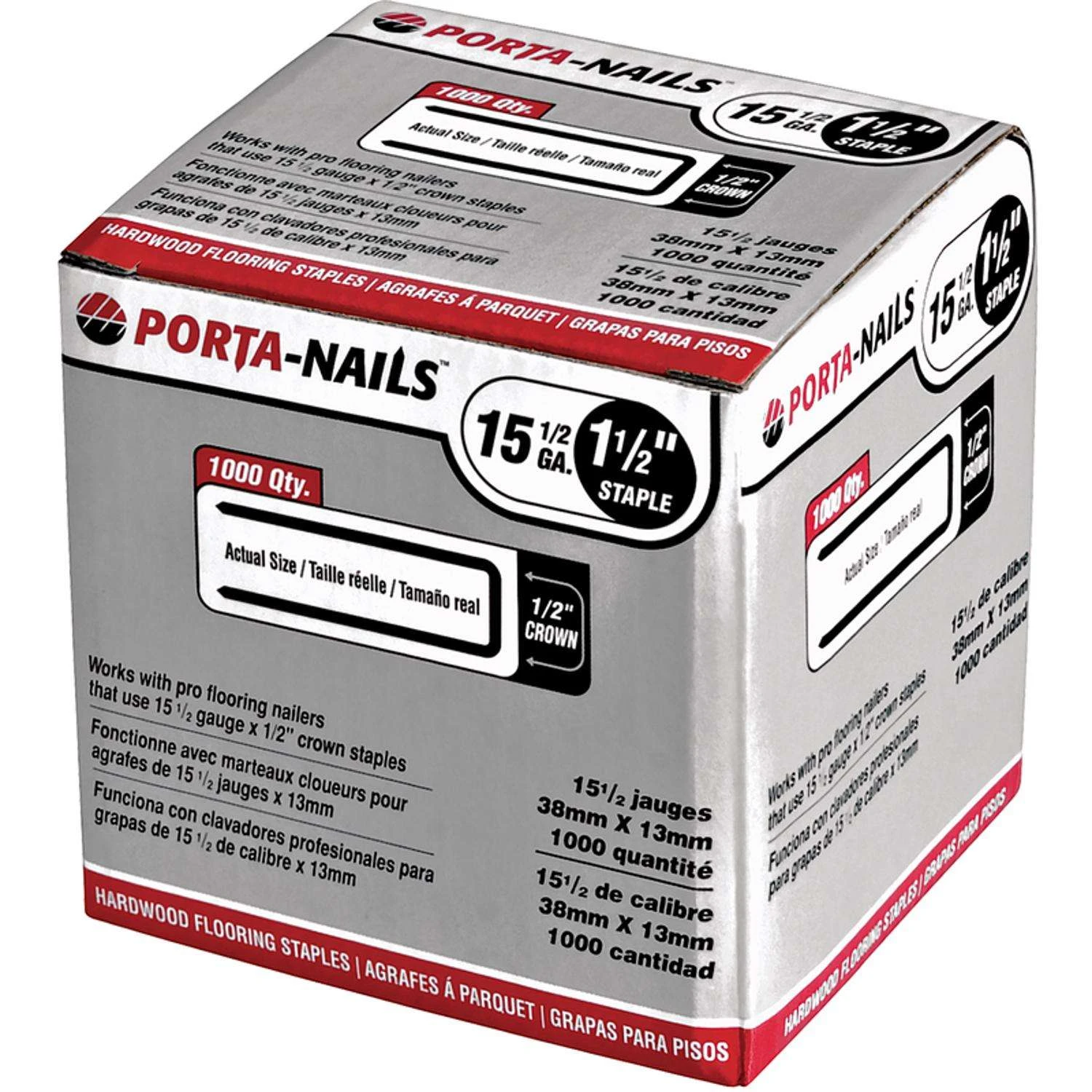 Porta-Nails 1/2 In. W X 1-1/2 In. L 15-1/2 Ga. Flooring Staples 1000 Pk 3 Porta-Nails 1/2 In. W X 1-1/2 In. L 15-1/2 Ga. Flooring Staples 1000 Pk