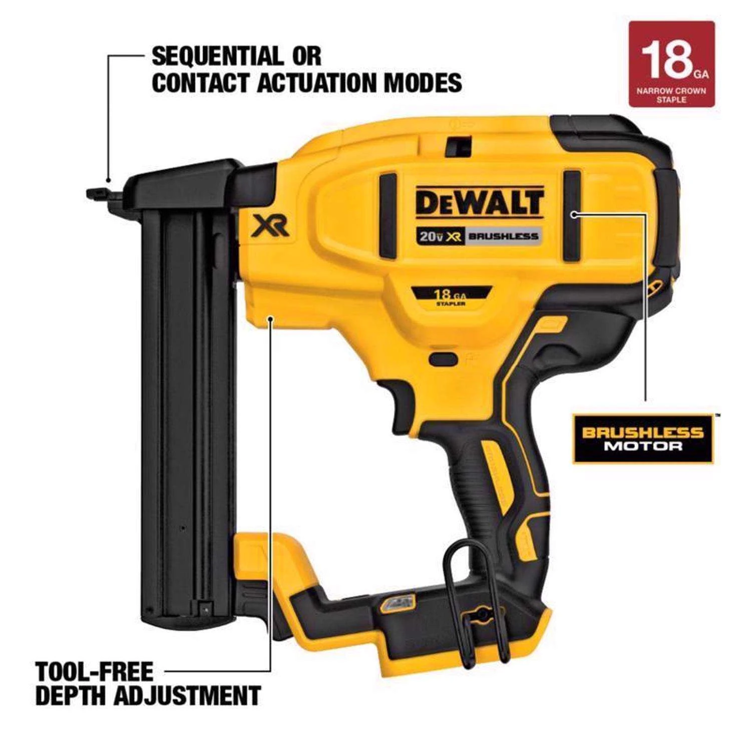 DeWalt 20V Max XR 18 Ga. 1/4 In. Cordless Narrow Crown Stapler 4 DeWalt 20V Max XR 18 Ga. 1/4 In. Cordless Narrow Crown Stapler - Image 2